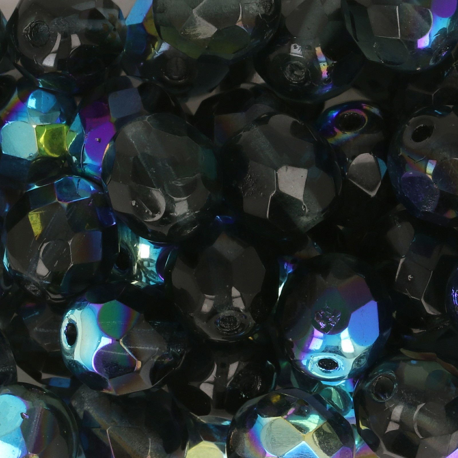 czech fire-polished round beads montana blue ab 8mm | 25pc