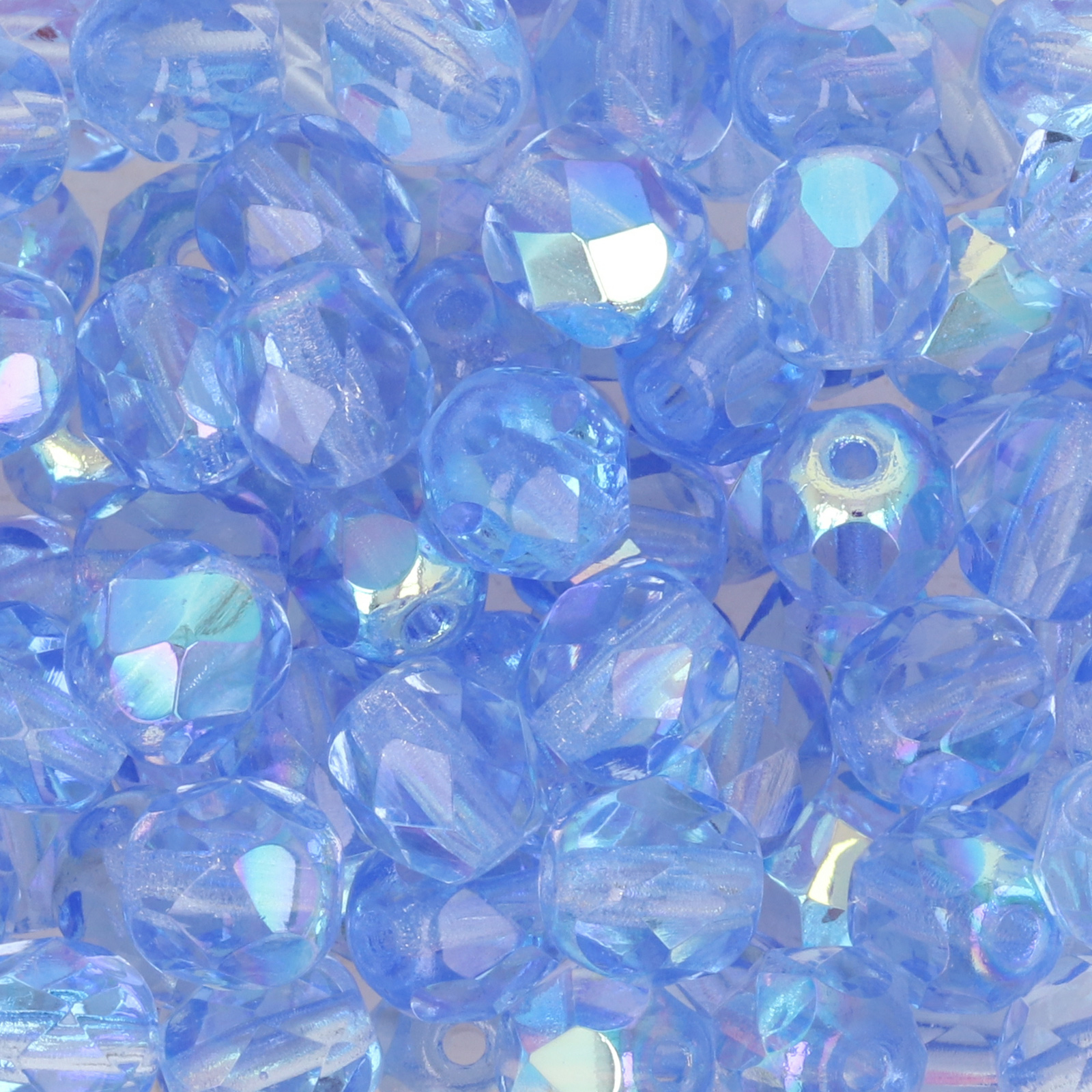 böhmische glasschliffperlen light sapphire ab 6mm | 25st