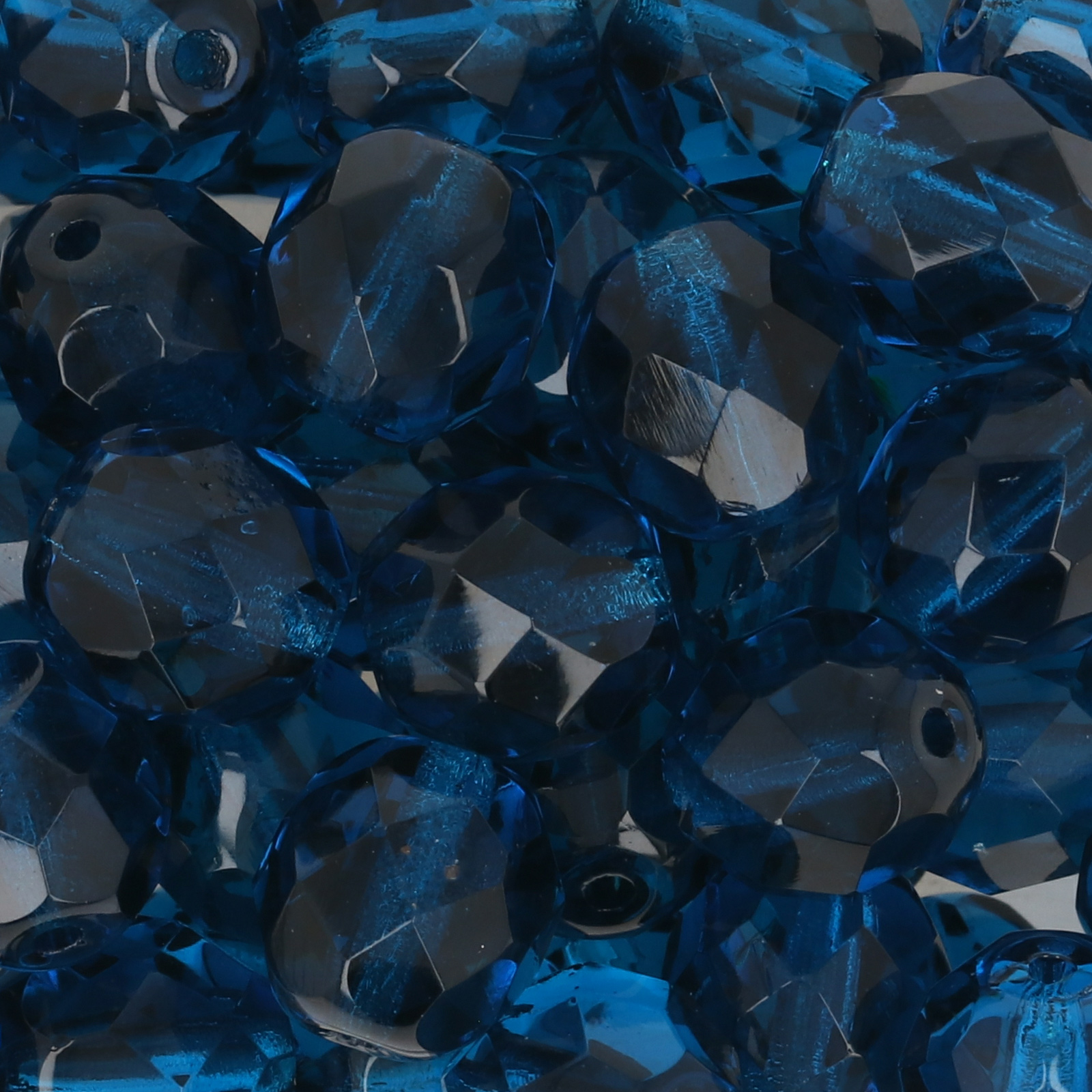 czech fire-polished round beads capri blue 8mm | 25pc