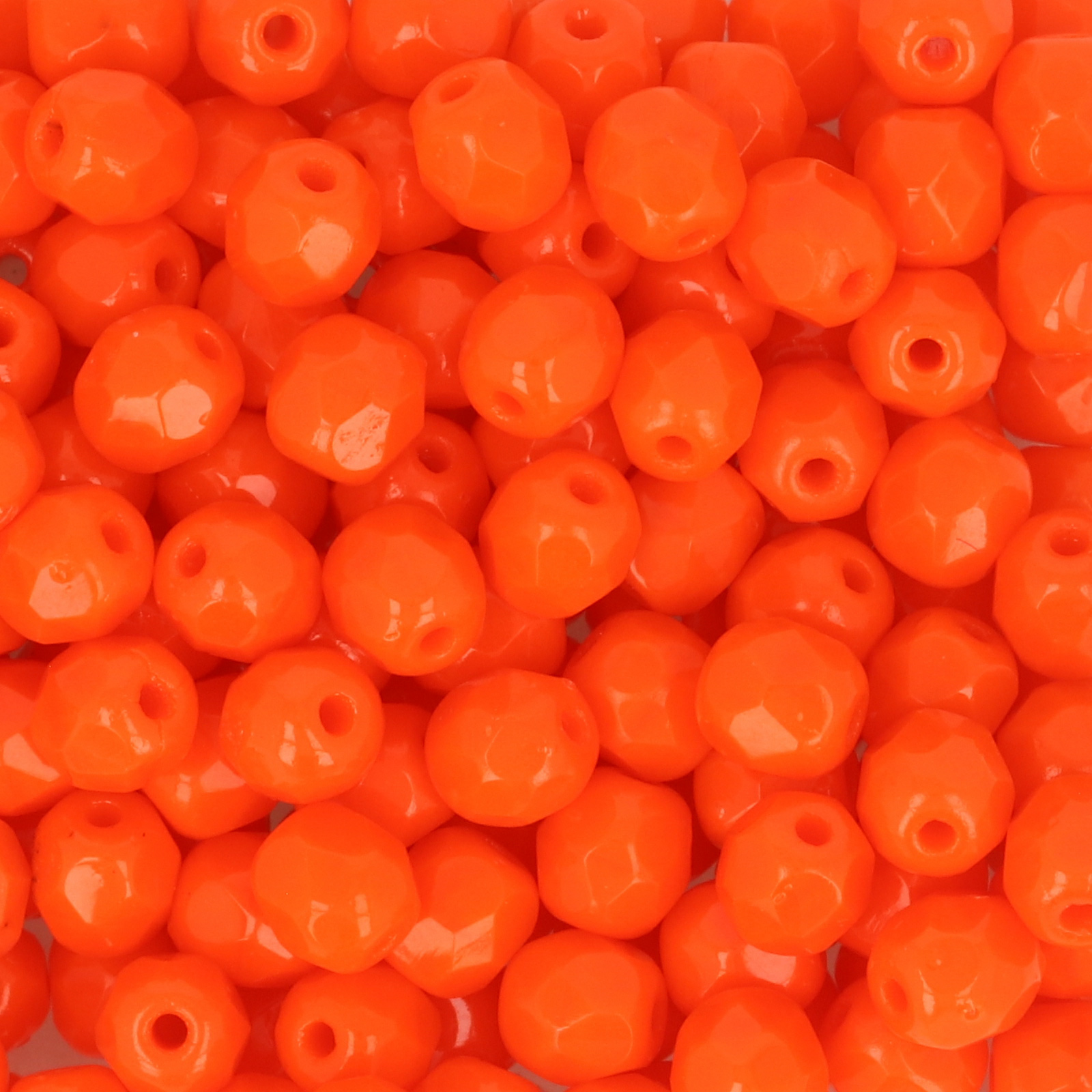 czech fire-polished round beads opaque orange 4mm | 50pc