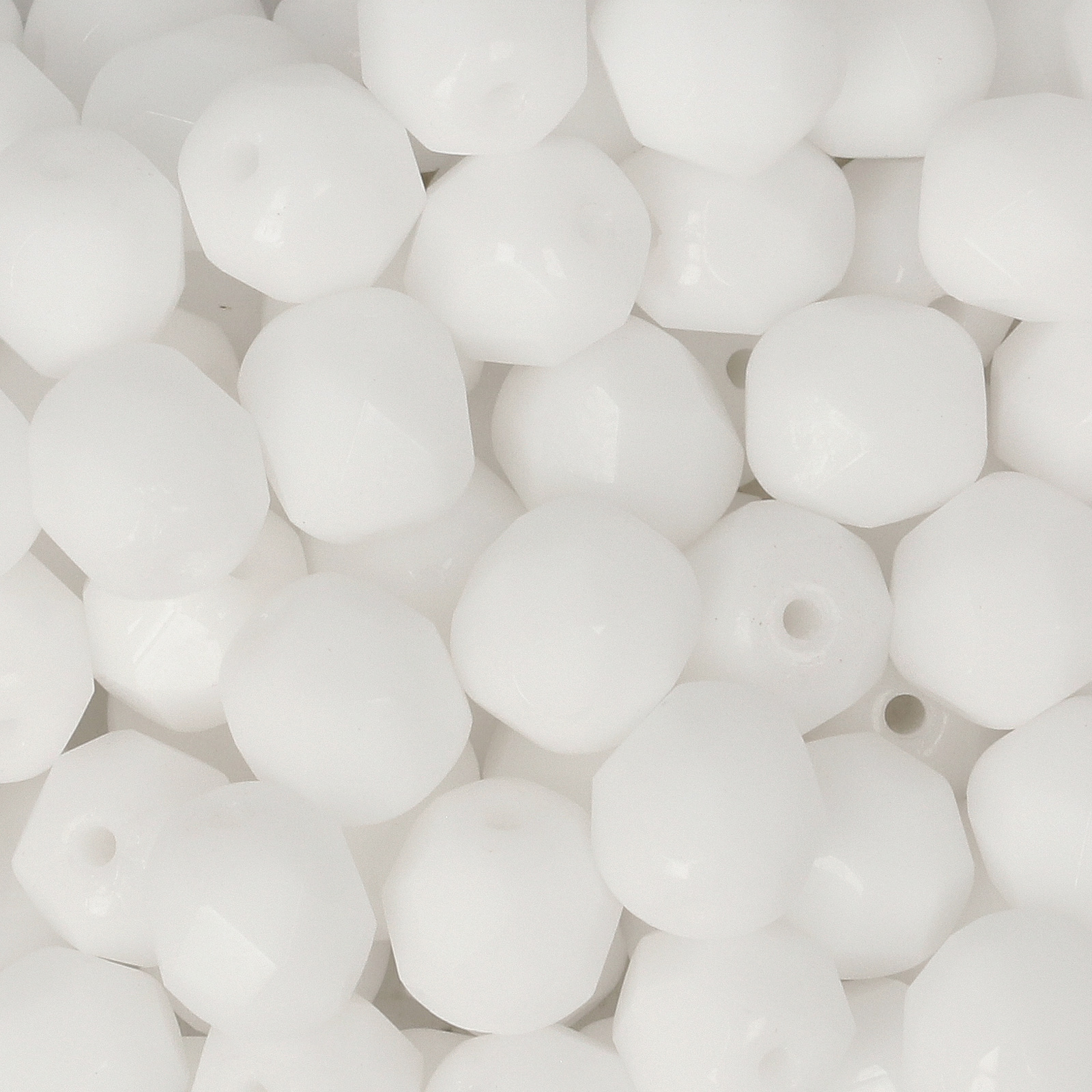 czech fire-polished round beads opaque white 6mm | 25pc