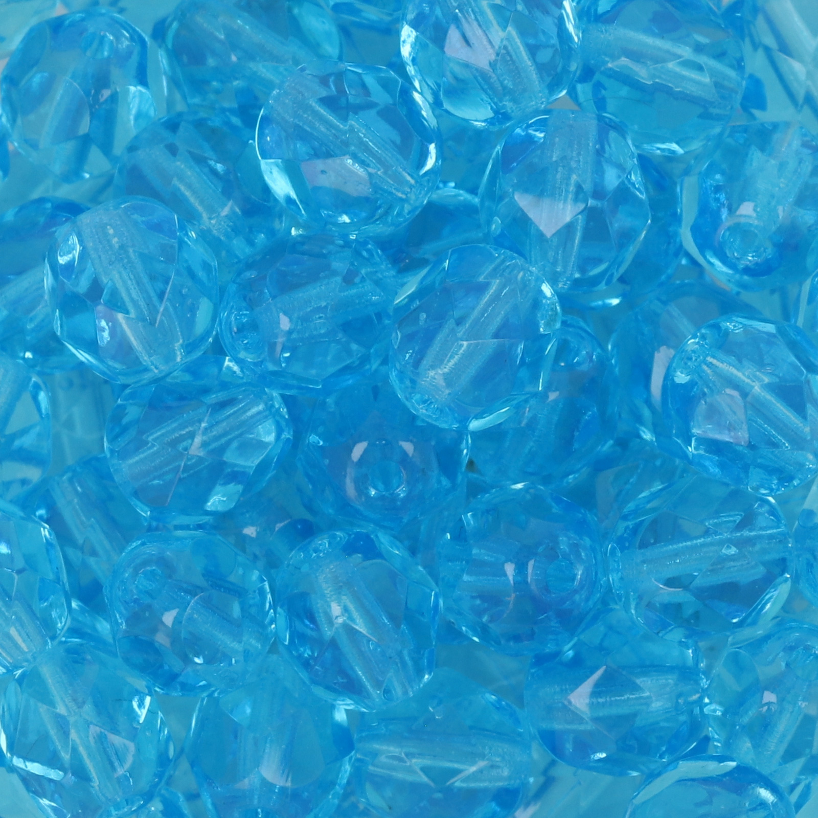 czech fire-polished round beads aquamarine 6mm | 25pc