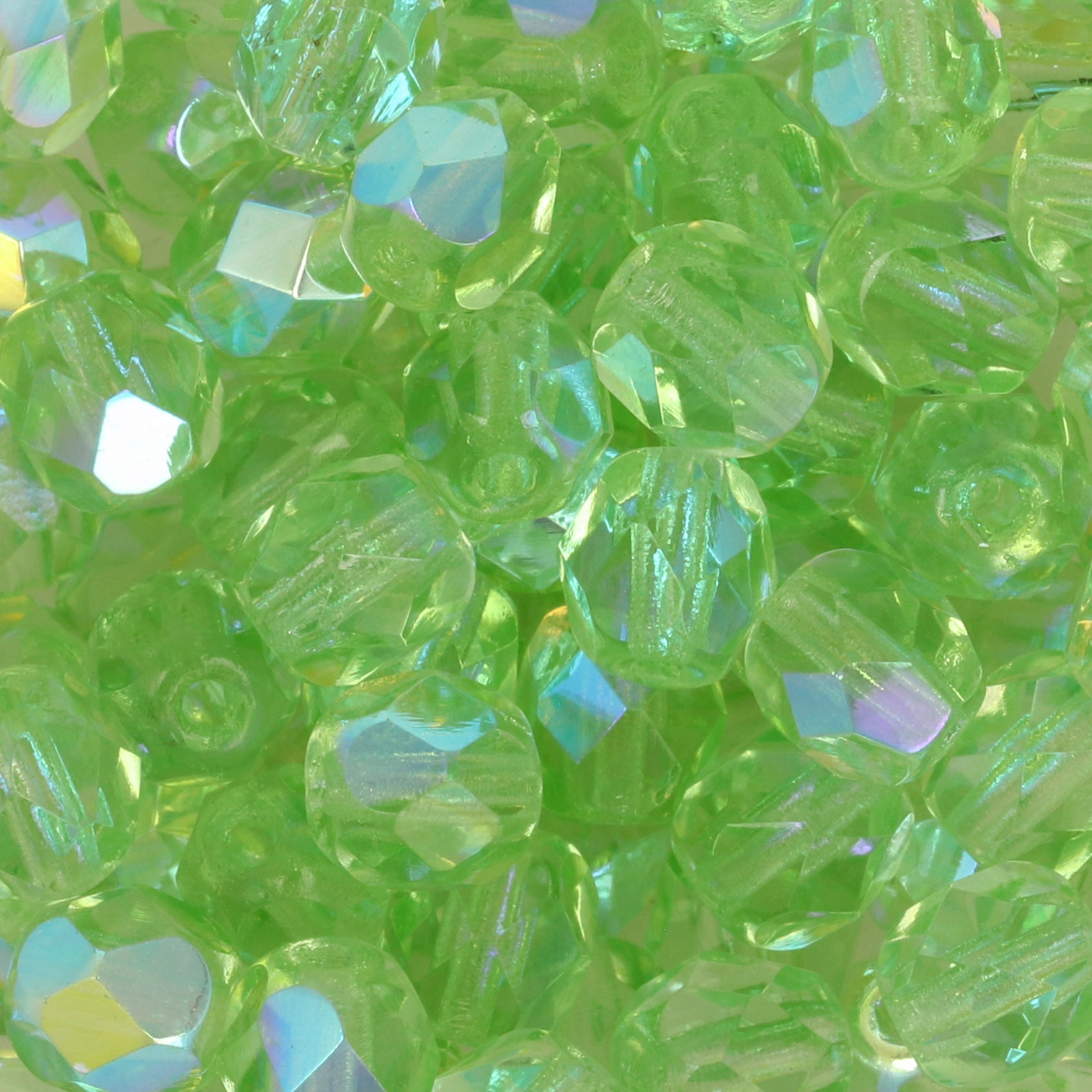 böhmische glasschliffperlen peridot ab 6mm | 25st