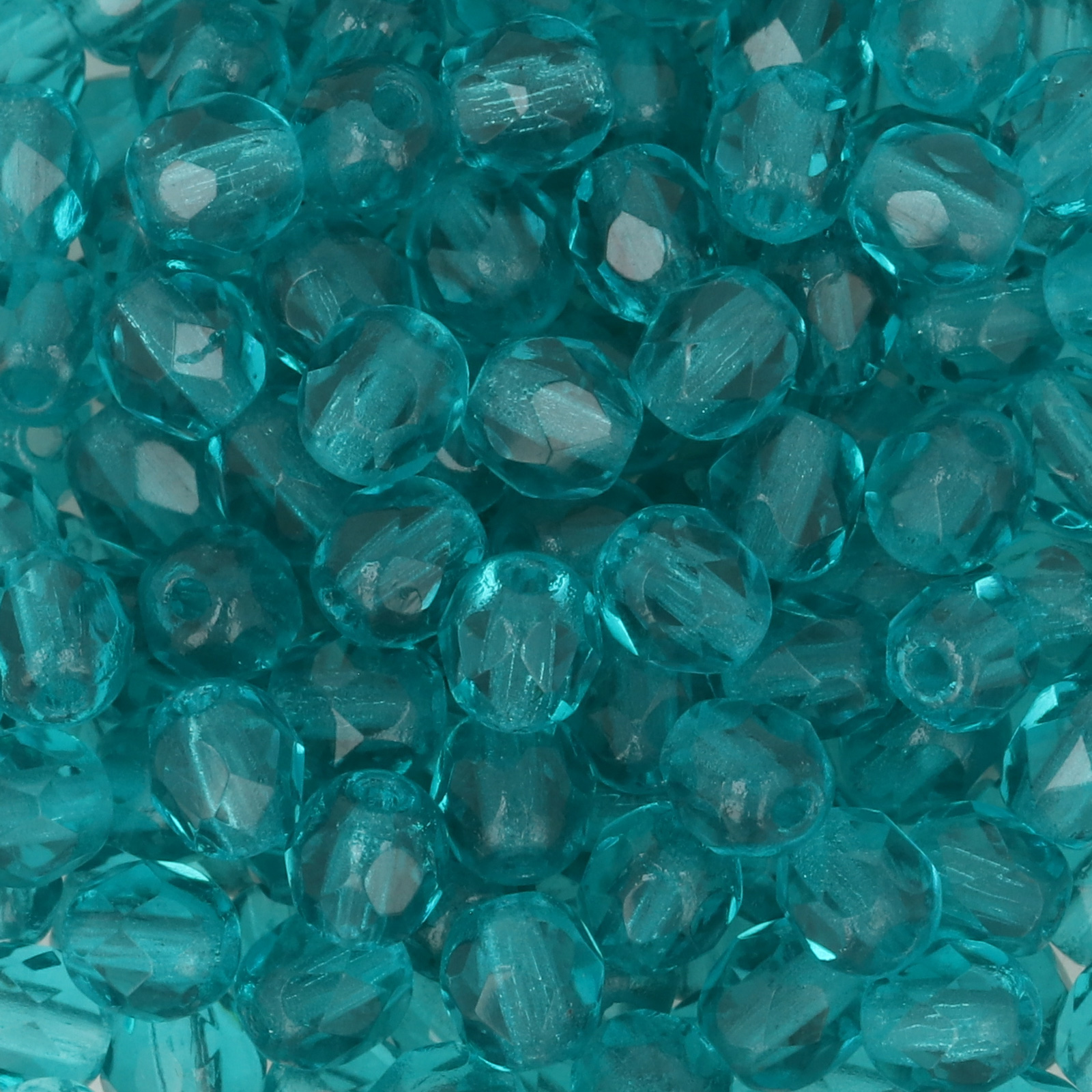 czech fire-polished round beads teal 4mm | 50pc