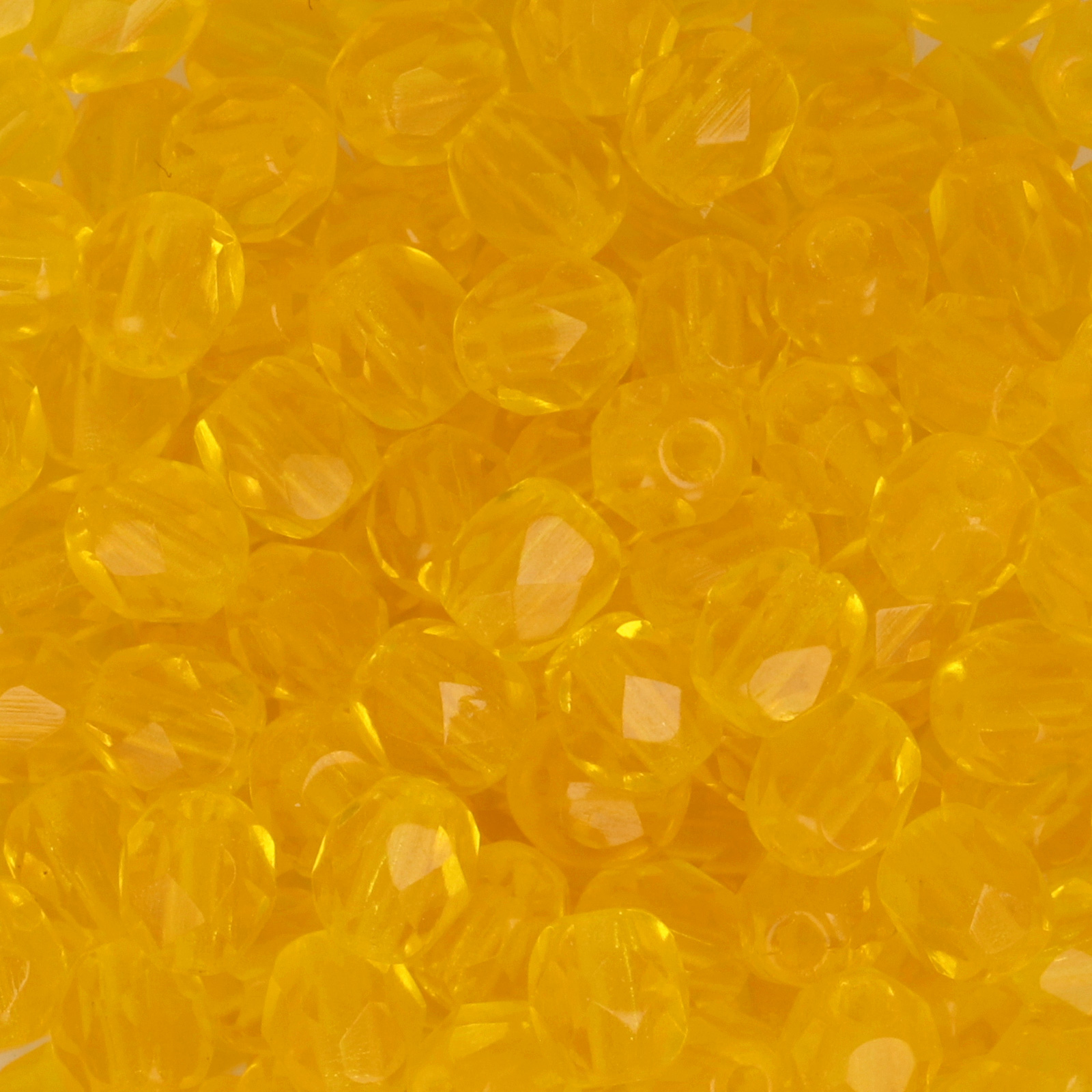 czech fire-polished round beads lemon 4mm | 50pc