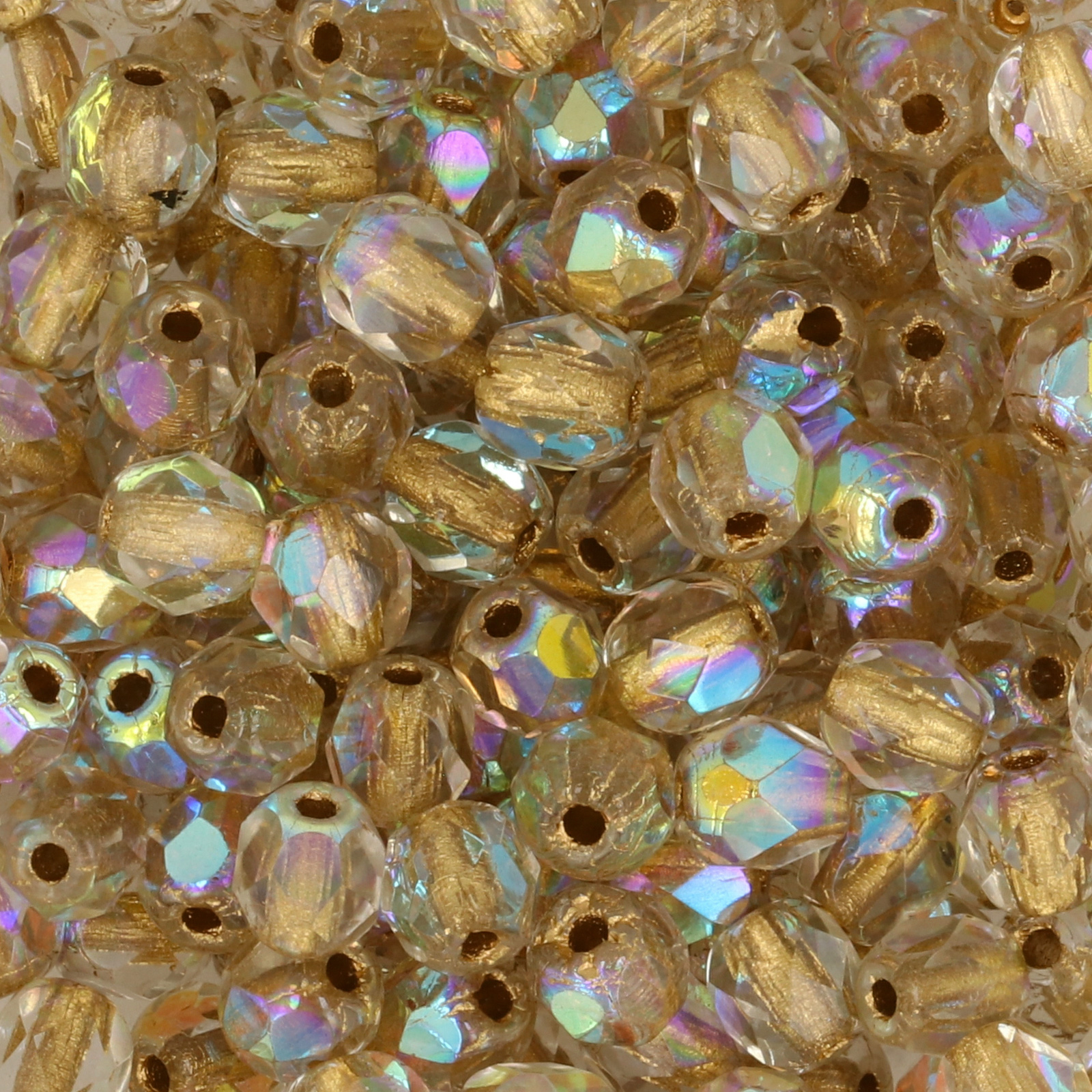 böhmische glasschliffperlen copper lined crystal ab 4mm | 50st