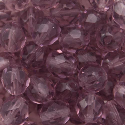 czech fire-polished round beads light amethyst 8mm | 25pc