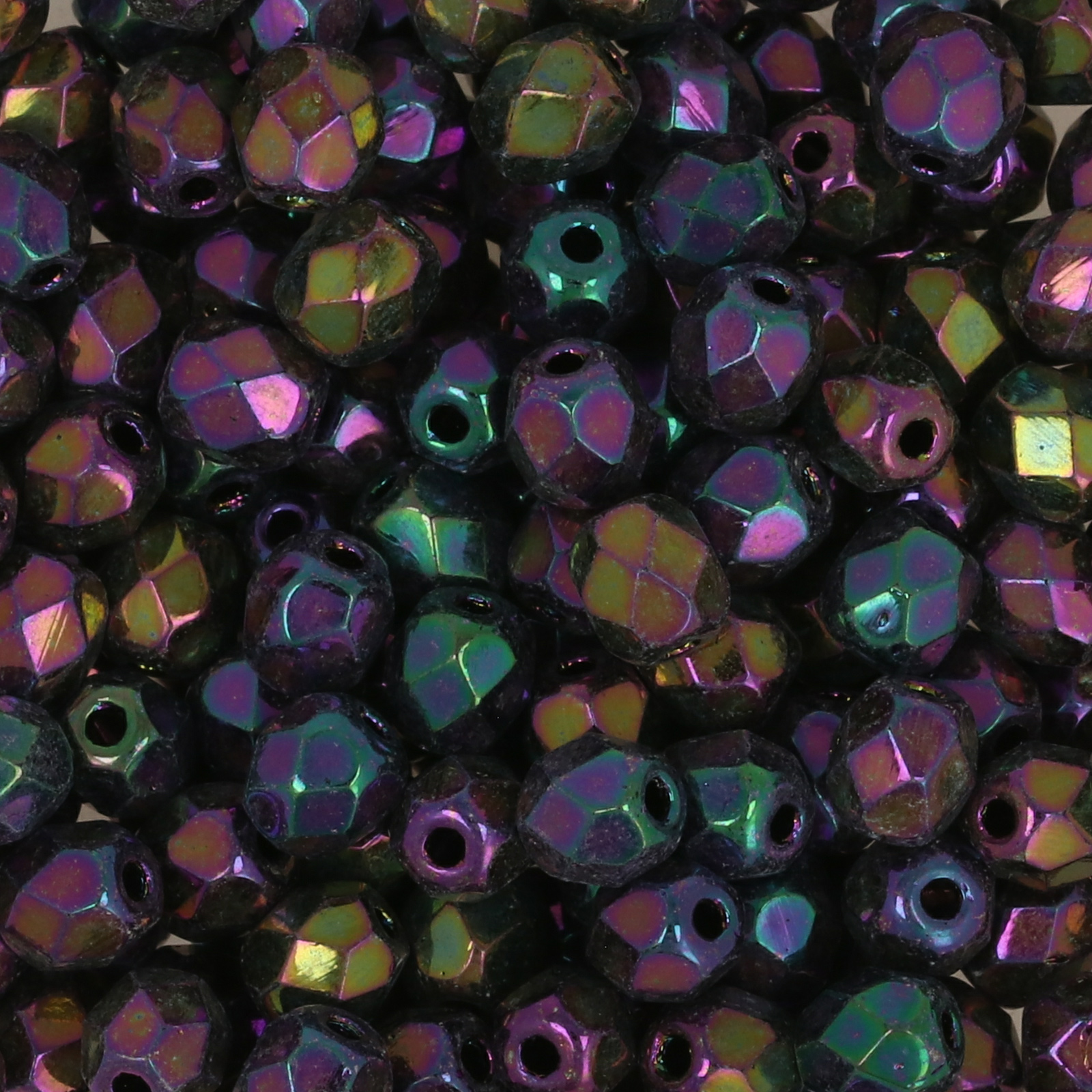 czech fire-polished round beads iris purple 4mm | 50pc