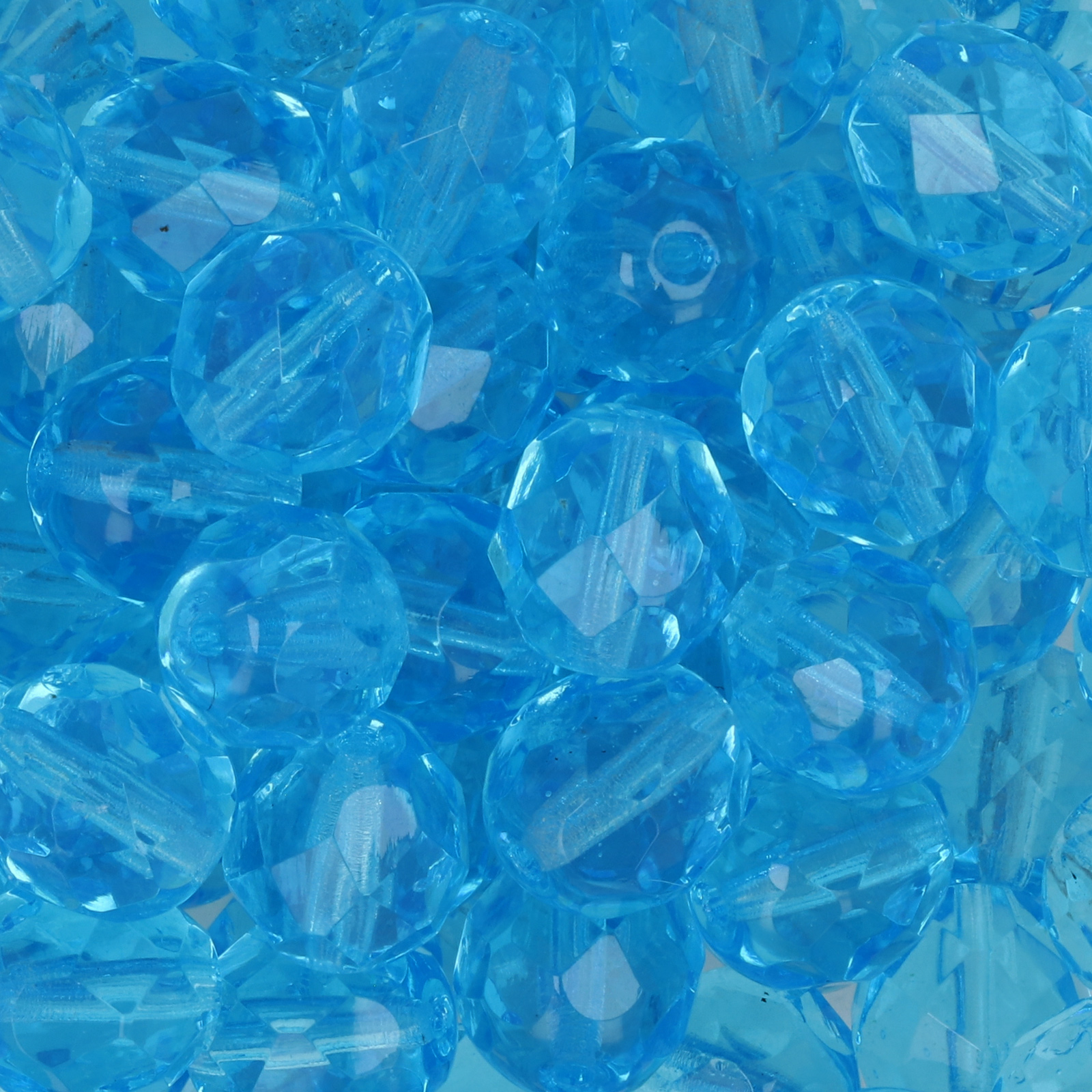 czech fire-polished round beads aquamarine 8mm | 25pc