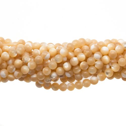 brown natural mother of pearl - smooth round 4mm | 16-inch strand