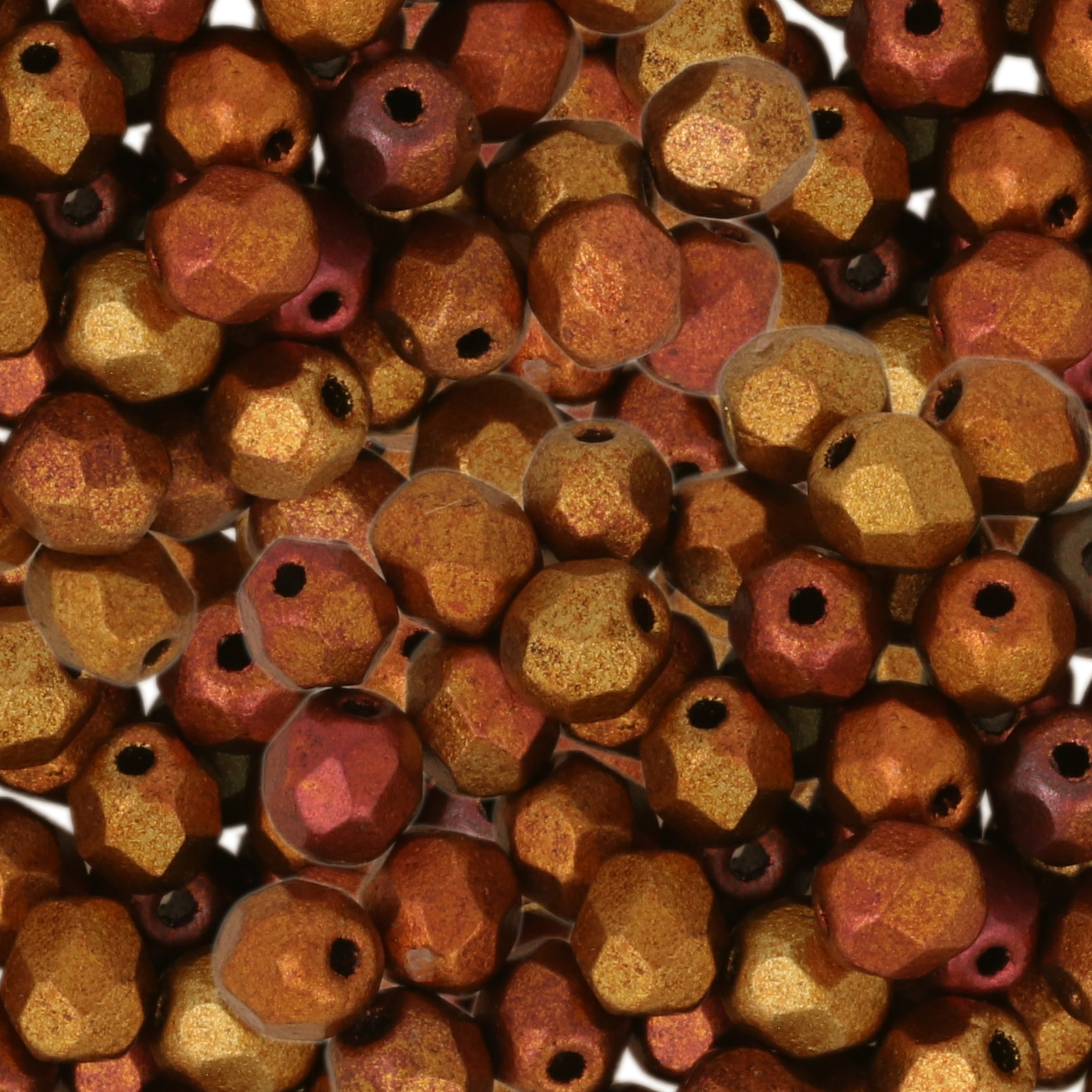 czech fire-polished round beads - matte metallic antique gold 3mm | 50pc