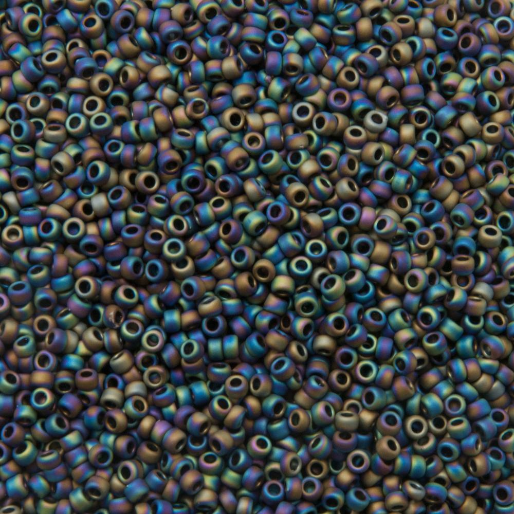 rocaille toho seed beads 15/0 - opaque rainbow iris frosted (86f) | 10gr