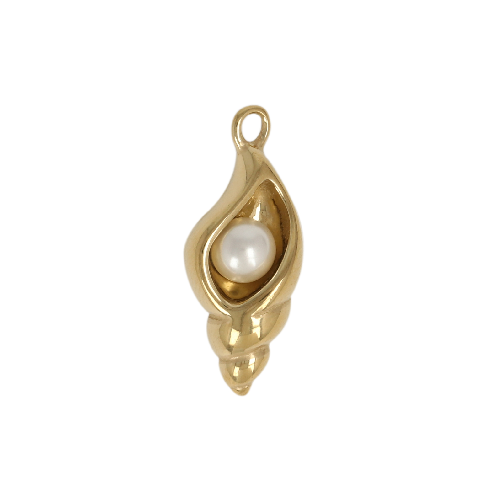 gold plated stainless stell organic shape with plastic pearl pendant 20x9mm | 1pc