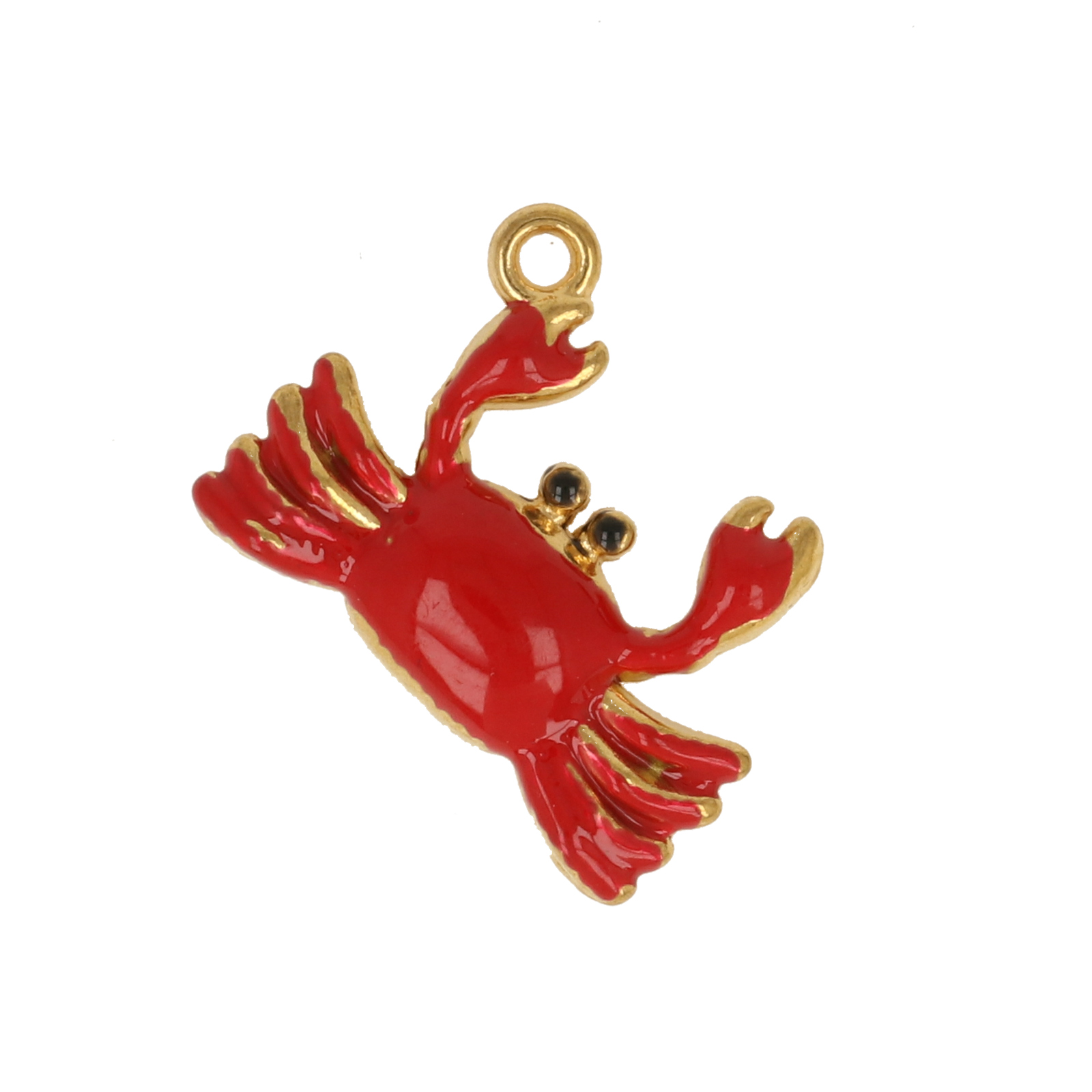gold plated stainless steel enameled red crab charm 20x14mm | 1pc