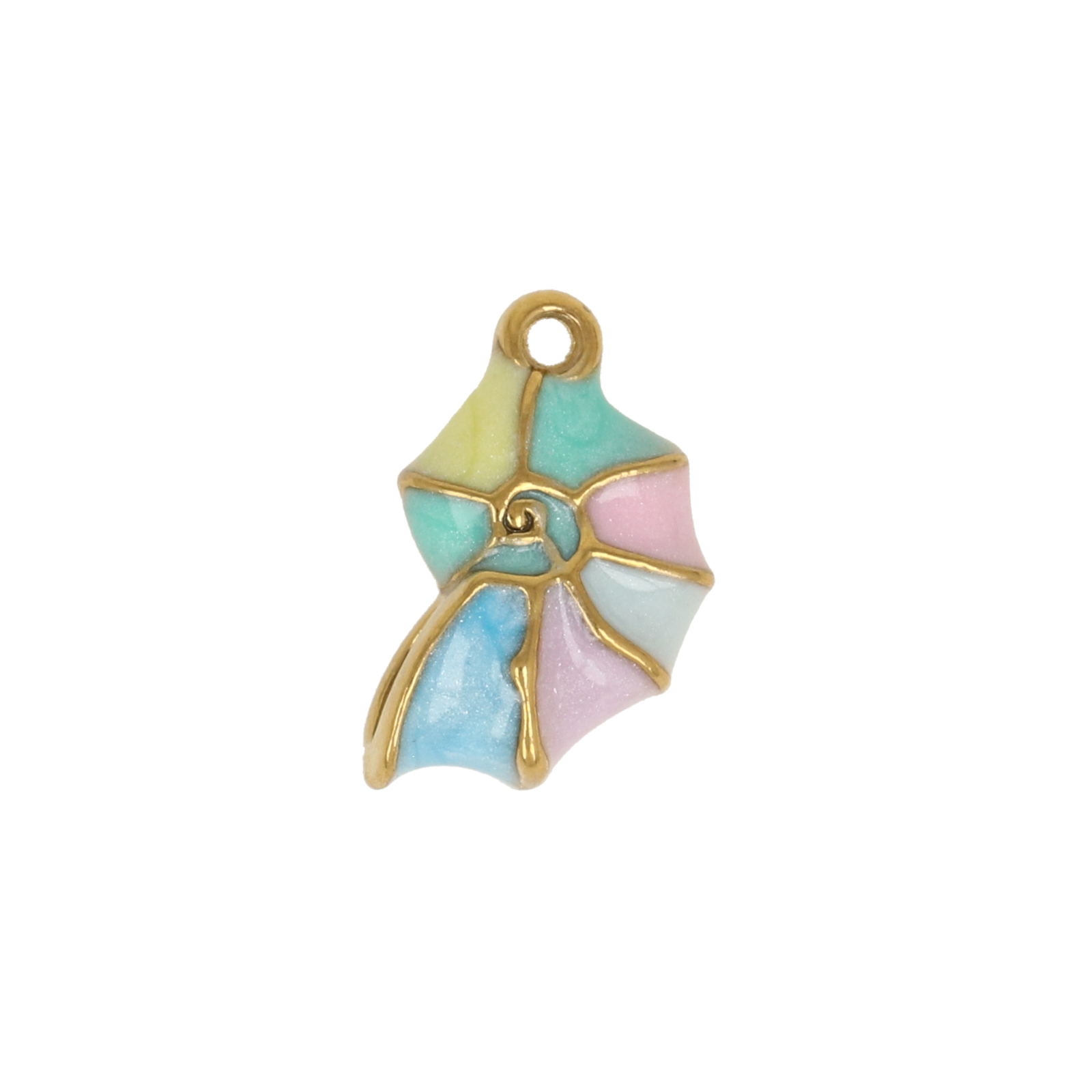 gold plated stainless steel enameled nautilus charm 15x10mm | 1pc