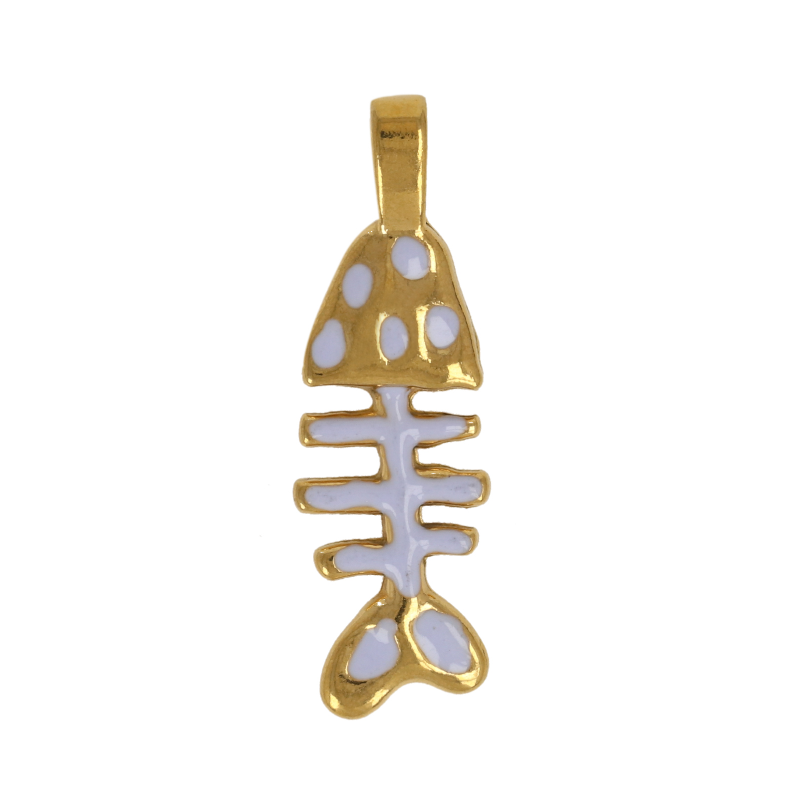 gold plated stainless steel enameled fishbone charm 30x10mm | 1pc