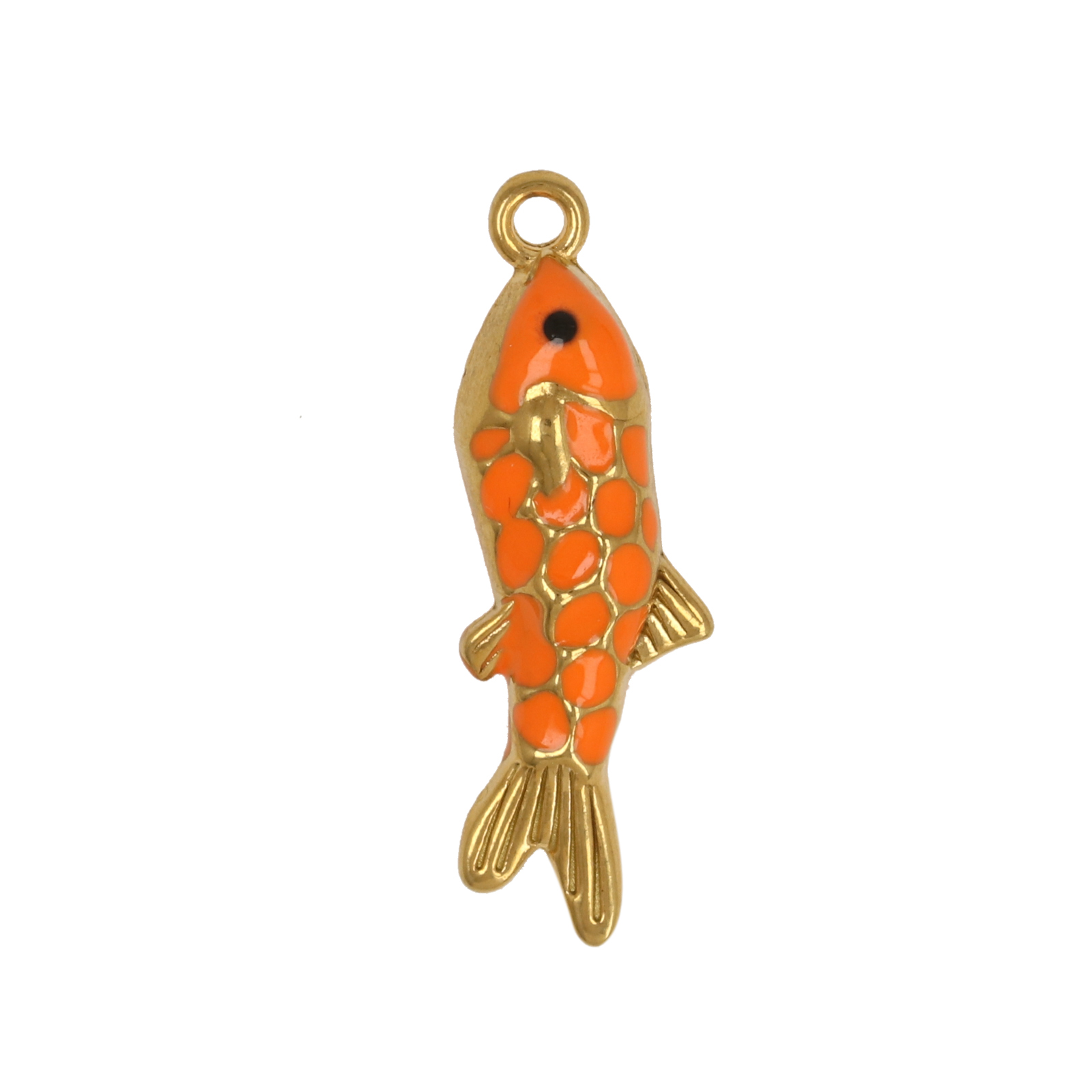 gold plated stainless steel enameled carp charm 25x8mm | 1pc