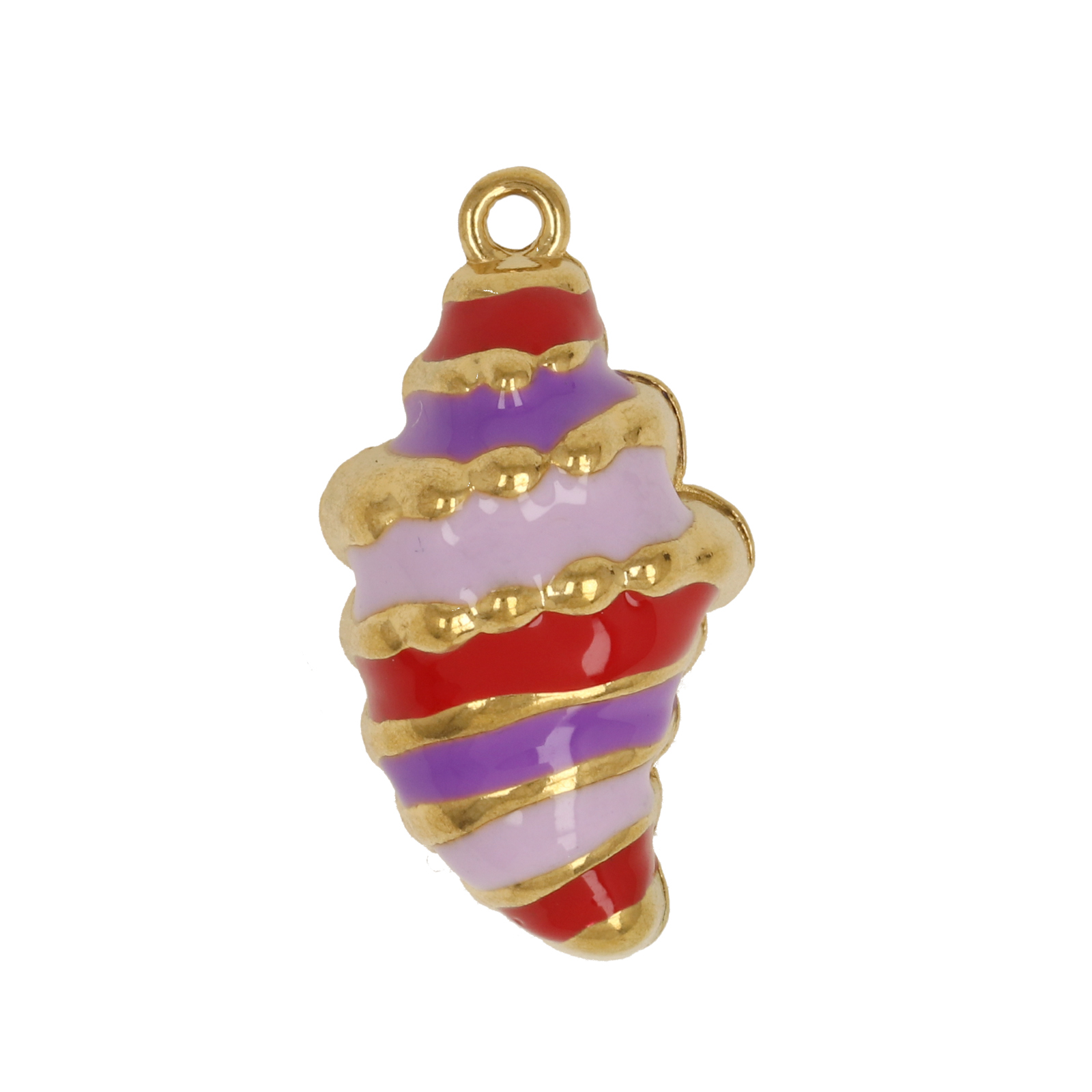 gold plated stainless steel enameled shell charm 25x16mm | 1pc