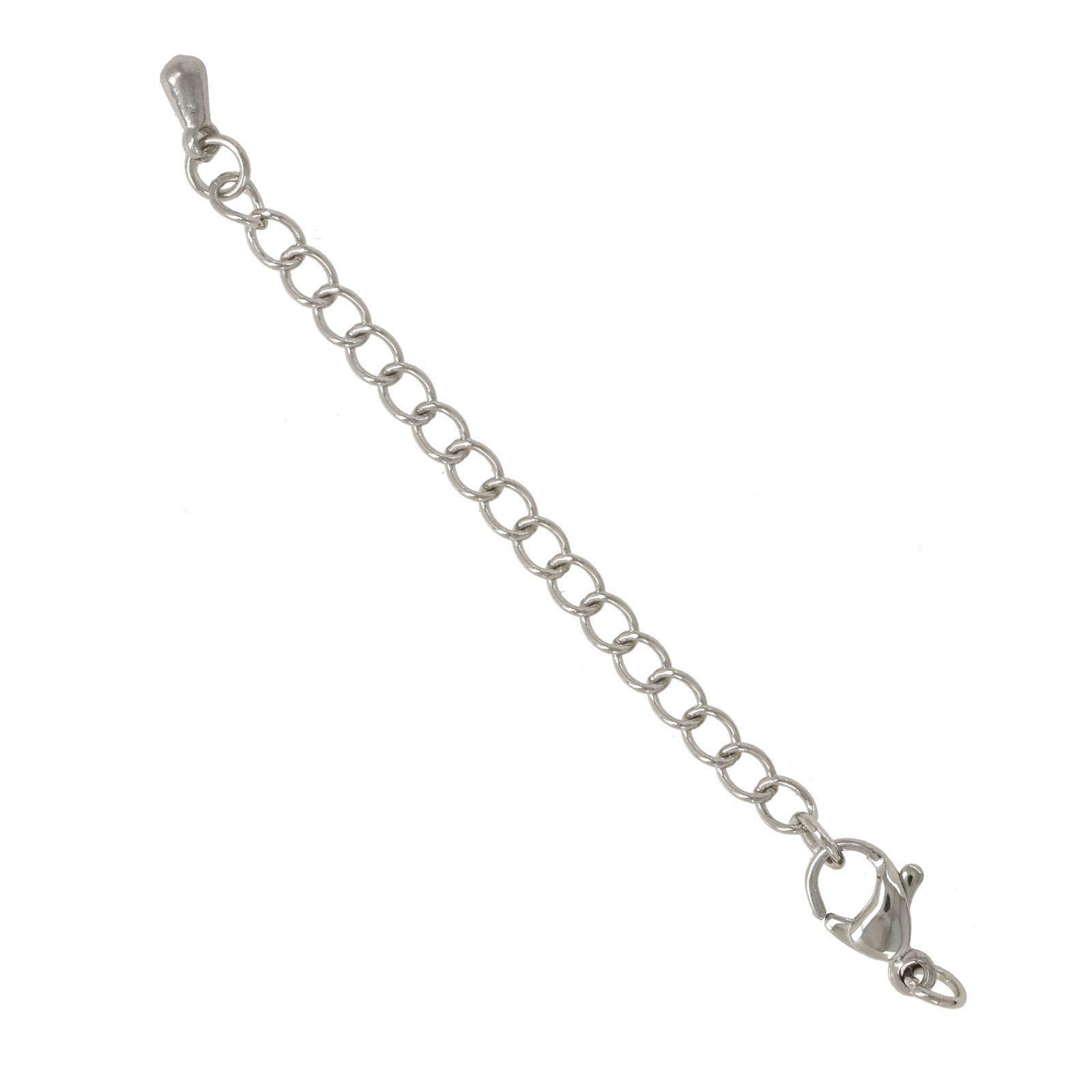 stainless steel trigger clasp 10mm - chain extender 5cm with briolette 5mm | 4pc