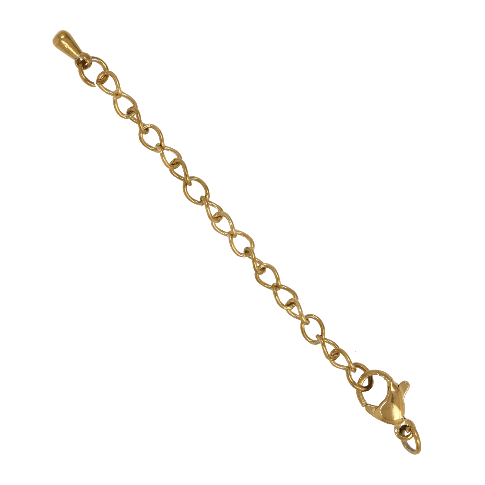 gold plated stainless steel trigger clasp 10mm - chain extender 5cm with briolette 5mm | 4pc