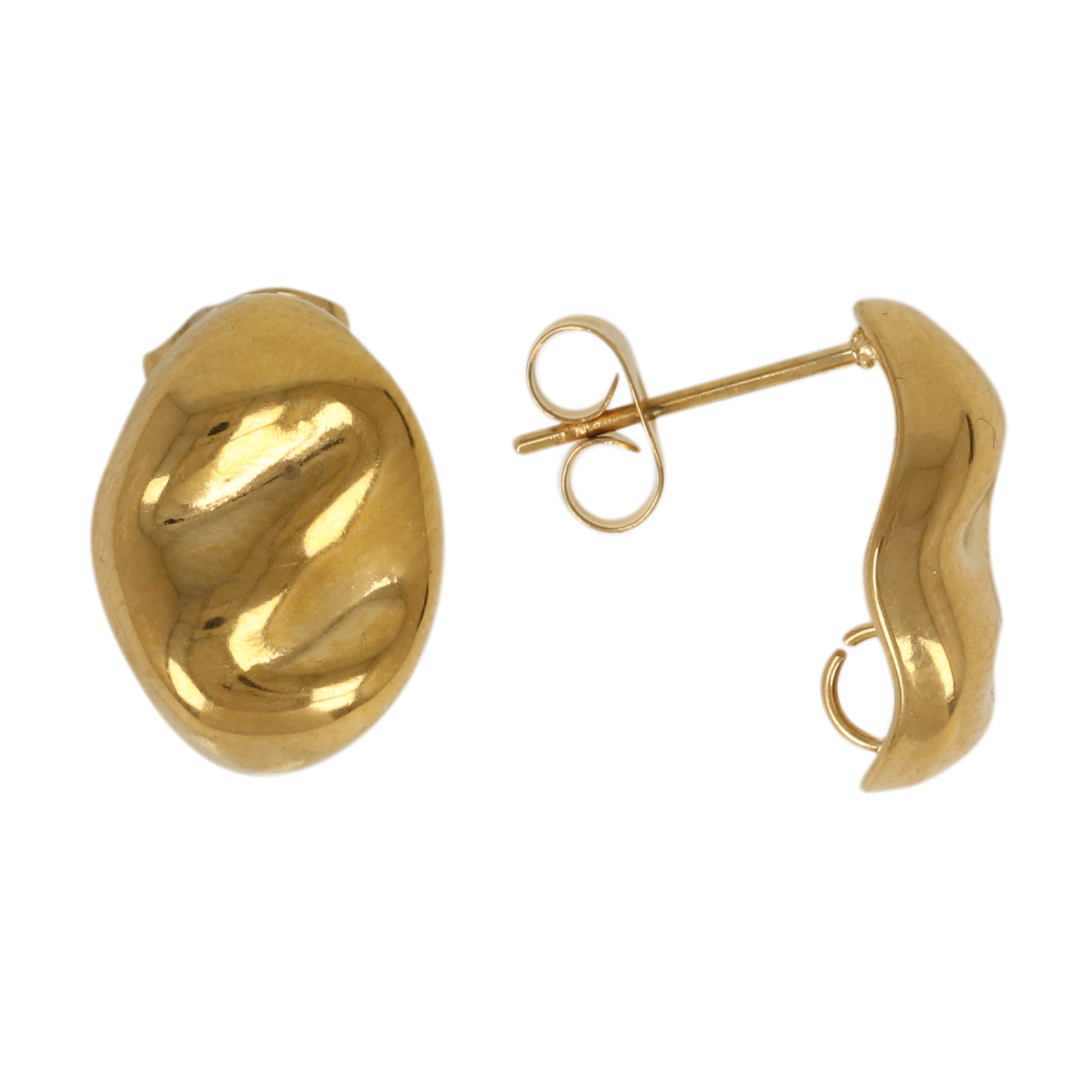 gold plated stainless steel post earrings oval 15x10mm | 2pc