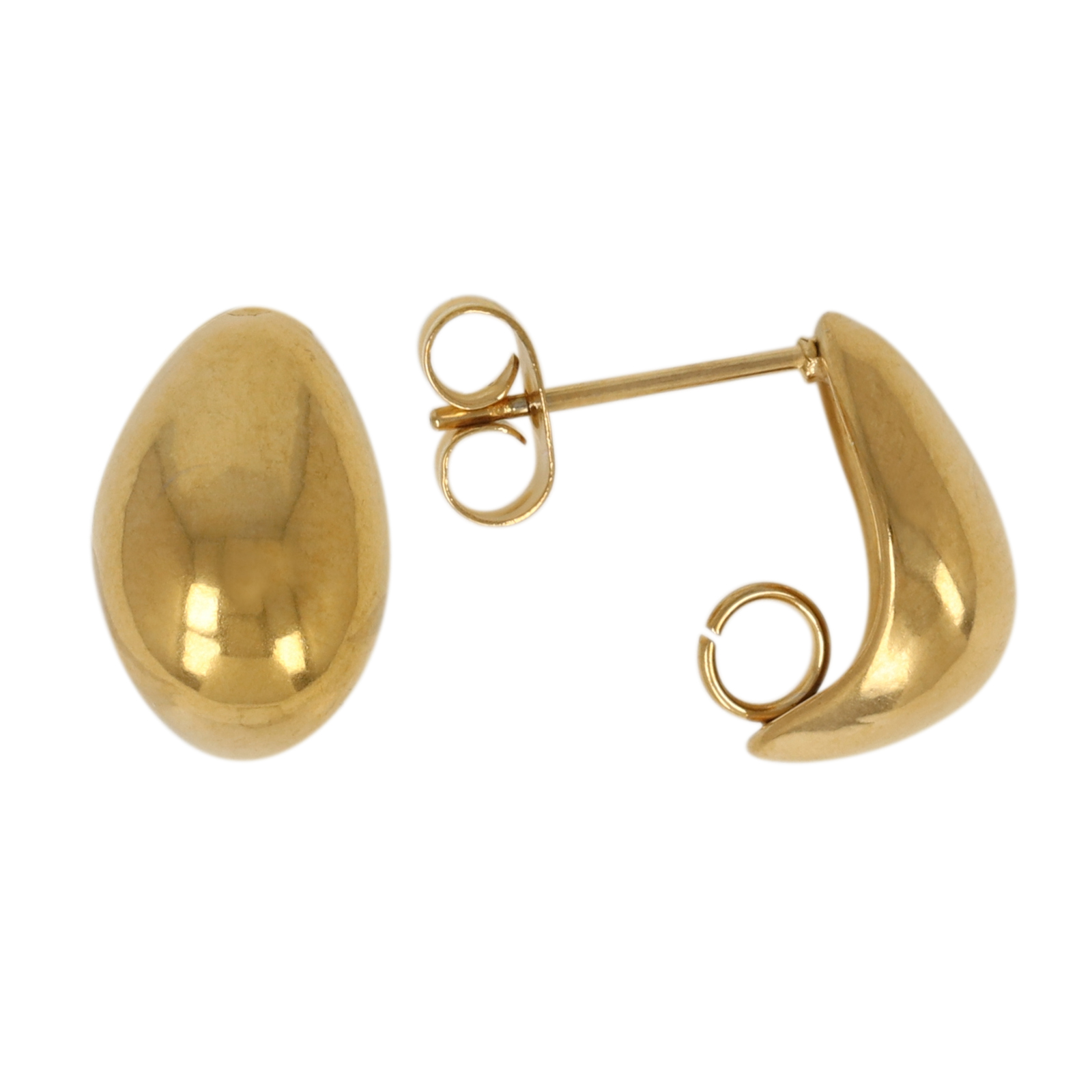 gold plated stainless steel post earrings drop 14x8mm | 2pc