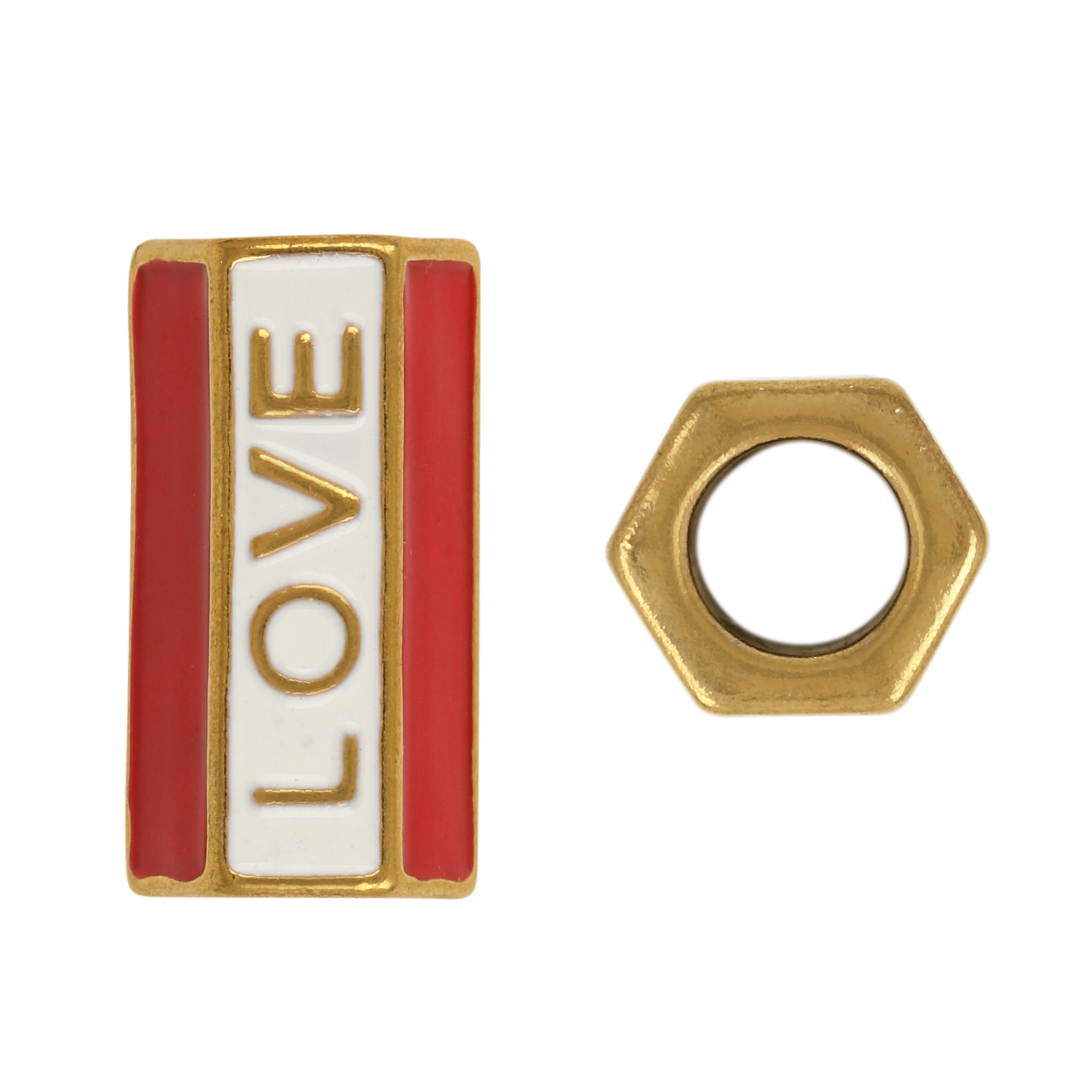 gold plated enameled stainless steel tube bead 22x12mm - hole 6mm | 1pc