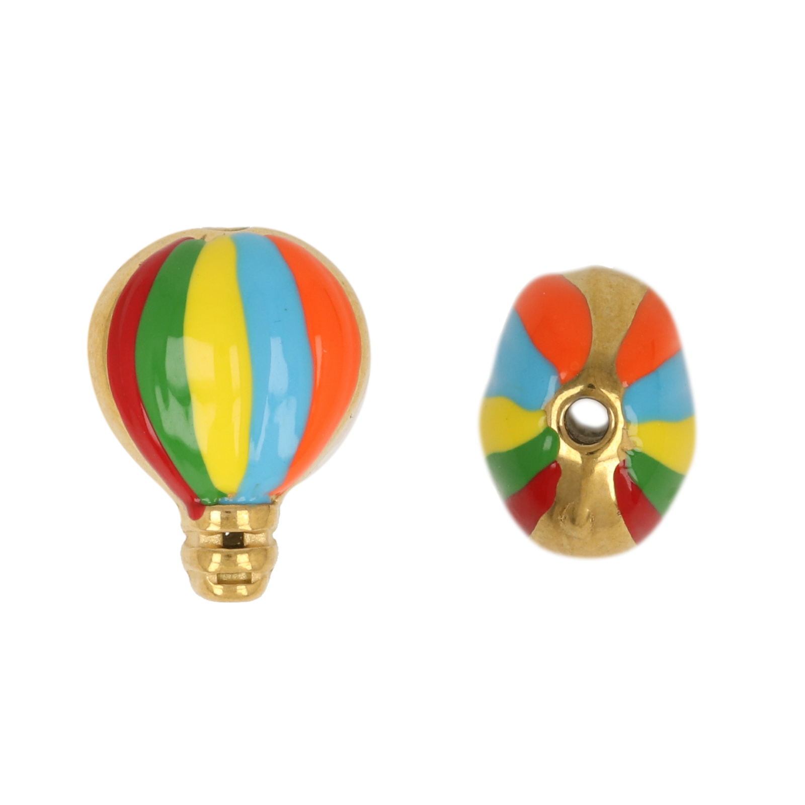 red enameled gold plated stainless steel heart bead 16x12mm - hole 1,5mm | 1pc
