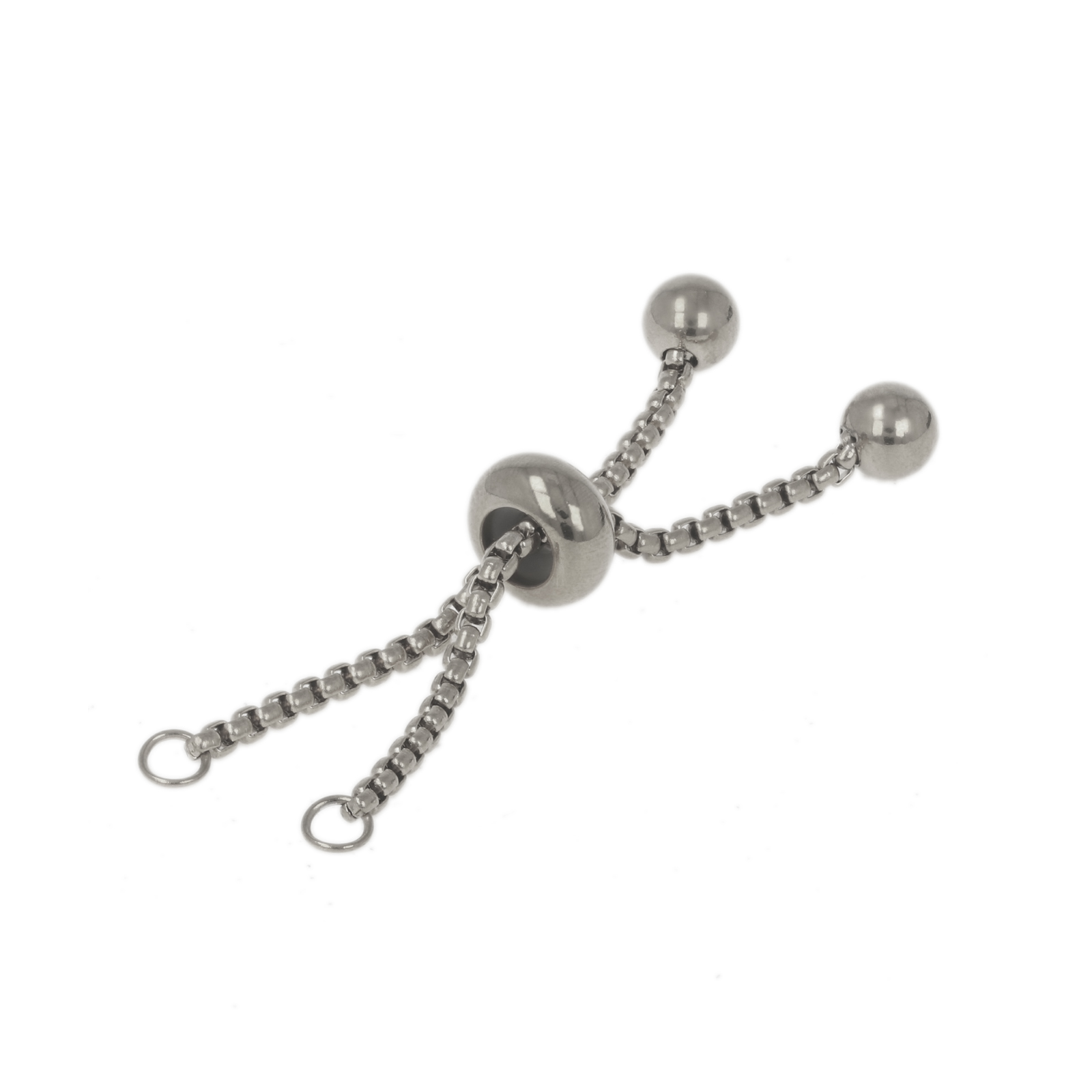 stainless steel sliding adjustable clasp roundelle 8x4mm chain extender 4,5cm | 1pc