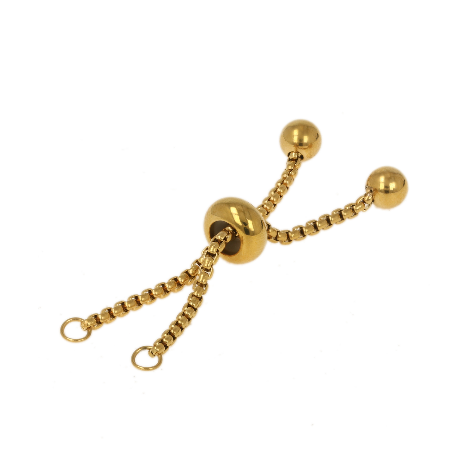 gold plated stainless steel sliding adjustable clasp roundelle 8x4mm chain extender 4,5cm | 1pc
