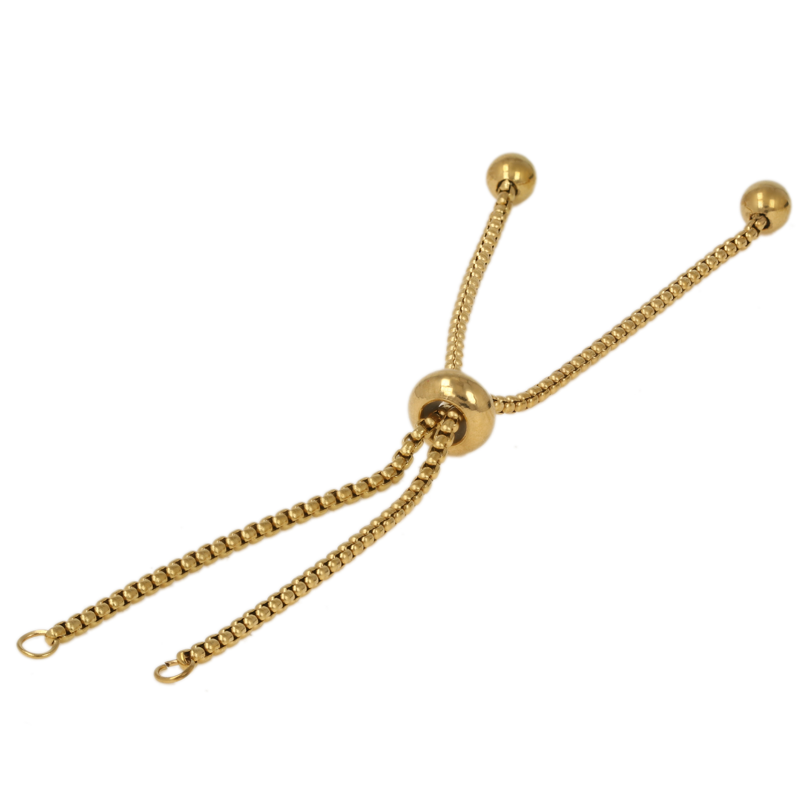 gold plated stainless steel sliding adjustable clasp roundelle 8x4mm chain extender 10cm | 1pc