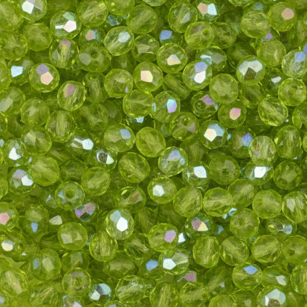 czech fire-polished round beads olivine ab 4mm | 50pc