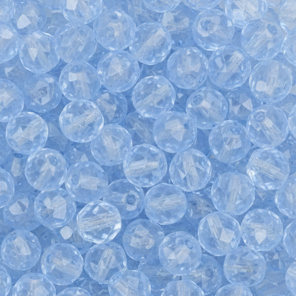 czech fire-polished round beads light sapphire 8mm | 25pc