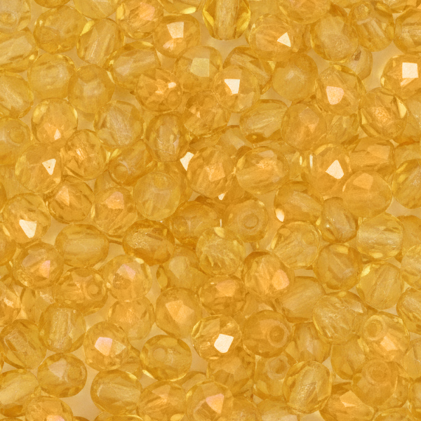czech fire-polished round beads topaz 4mm | 50pc