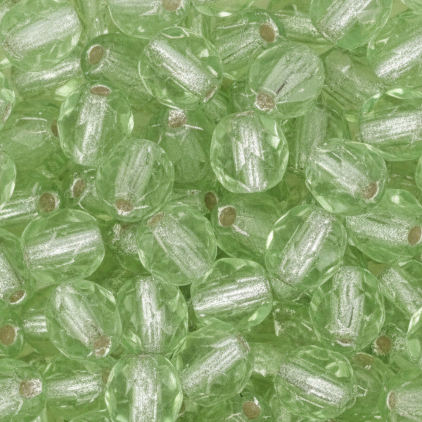 böhmische glasschliffperlen silver lined peridot 4mm | 50st