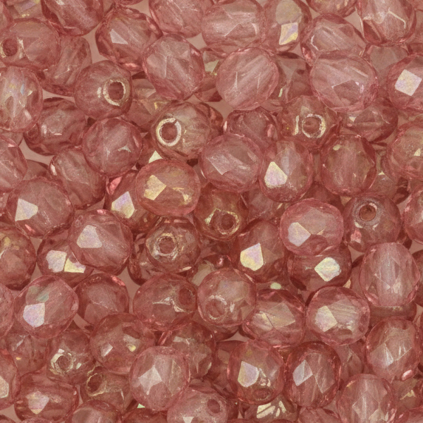böhmische glasschliffperlen luster tranparent pink 4mm | 50st