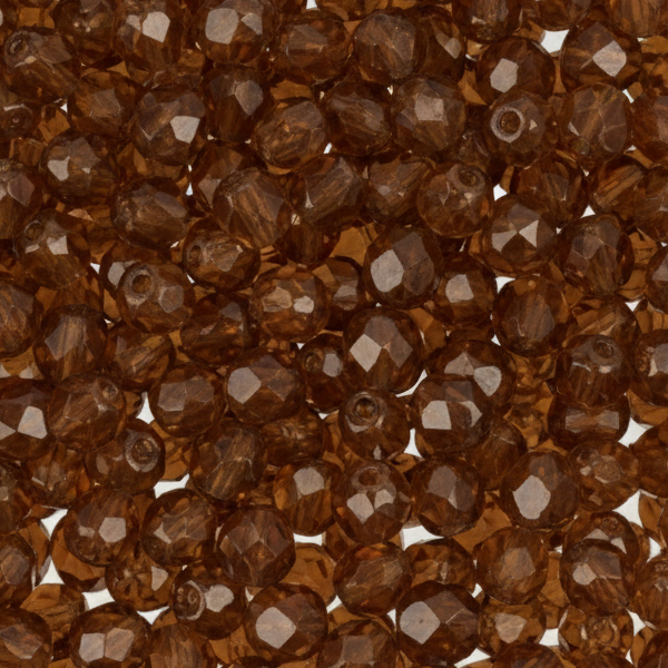 böhmische glasschliffperlen dark smoky topaz 6mm | 25st