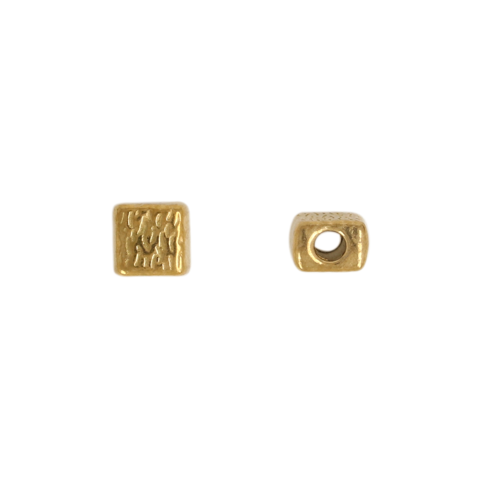 gold plated stainless steel spacer square bead 4,5mm - hole 1,5mm | 8pc