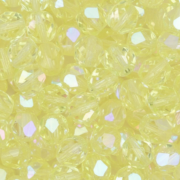 czech fire-polished round beads jonquil ab 6mm | 25pc