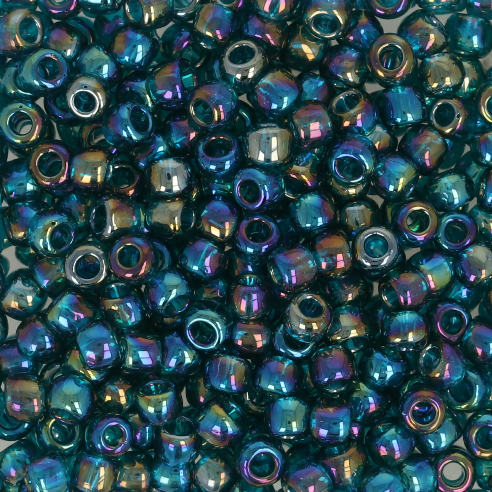 rocaille toho seed beads 8/0 transparent rainbow teal (167bd) | 10gr