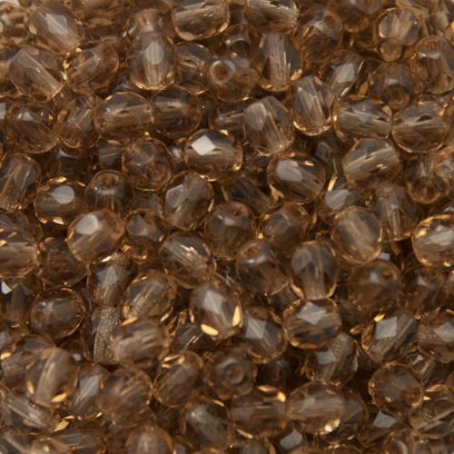 böhmische glasschliffperlen light smoky topaz 4mm | 50st