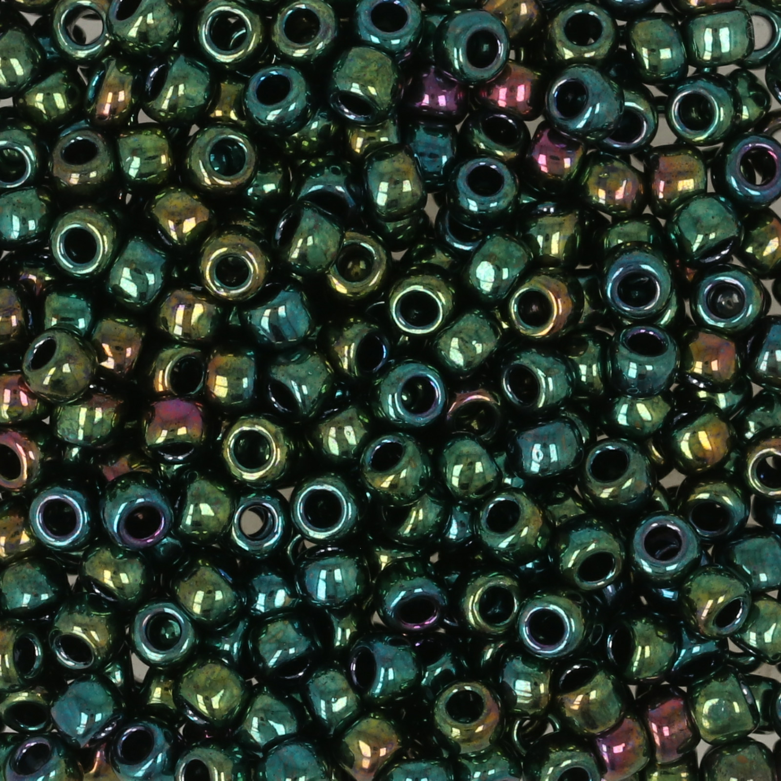 rocaille toho seed beads 8/0 - higher metallic iris green (607) | 10gr