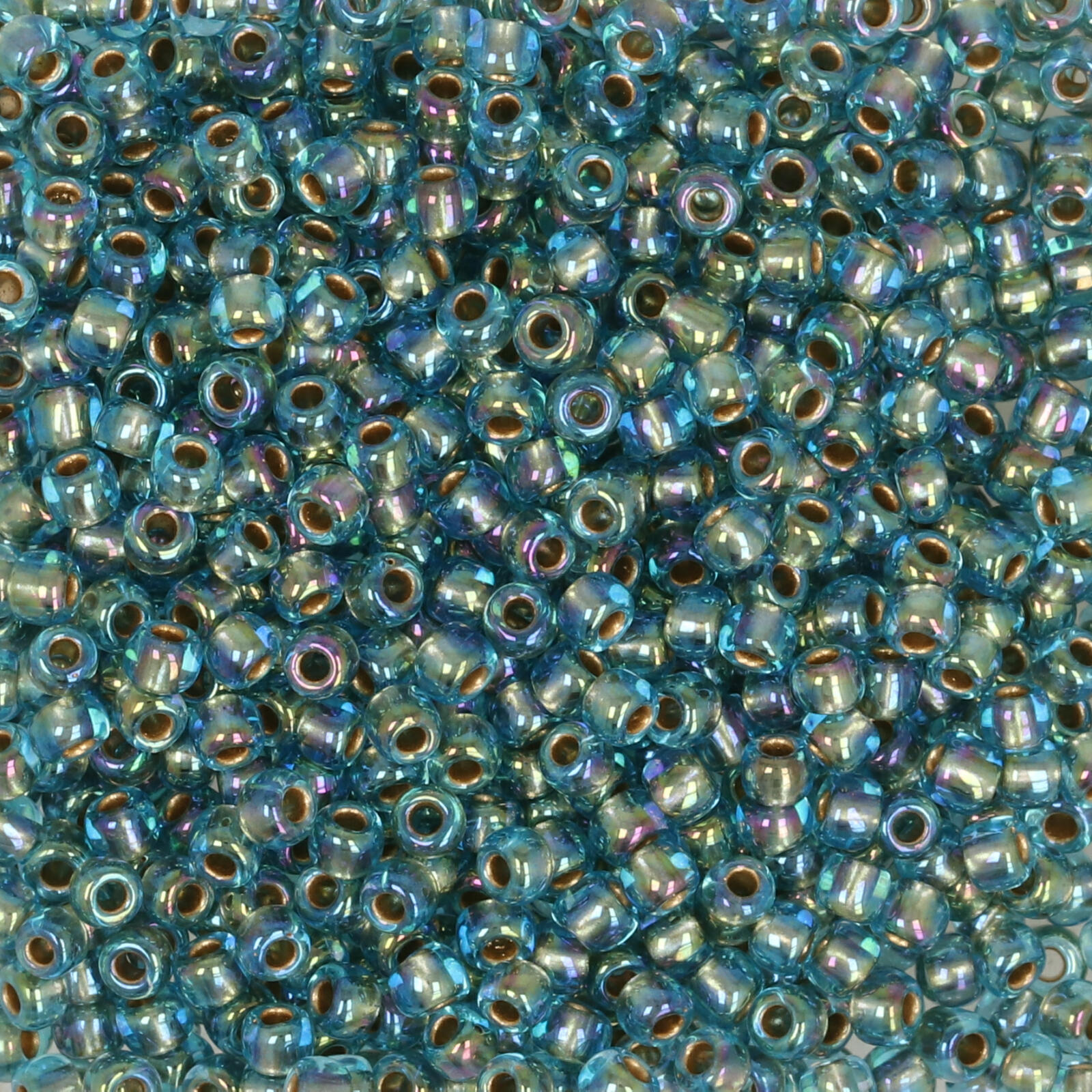 rocaille toho seed beads 11/0 - gold lined rainbow aqua (995) | 10gr