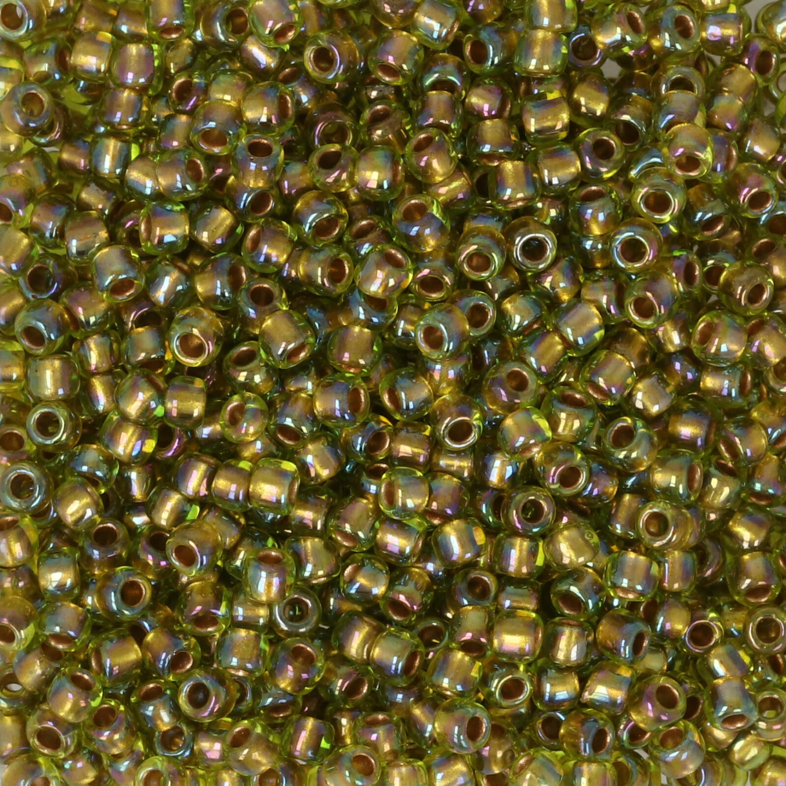 saatperlen toho 11/0 gold lined rainbow peridot (996) | 10gr