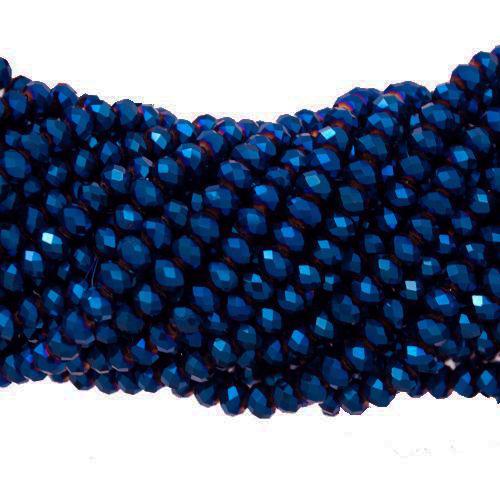 metallic blue chinese crystal faceted roundelle 6x4mm | 1 strand