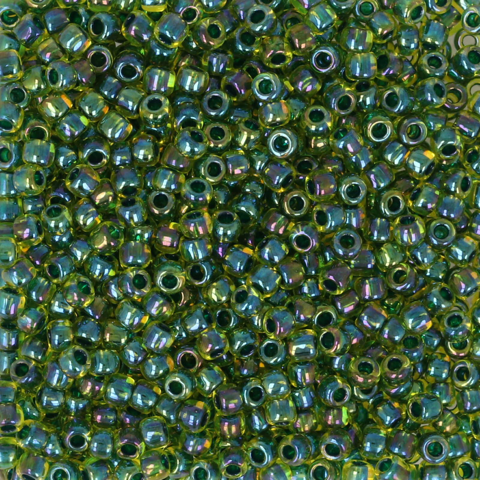 saatperlen toho 11/0 inside color rainbow jonquil/forest green lined (1829) | 10gr