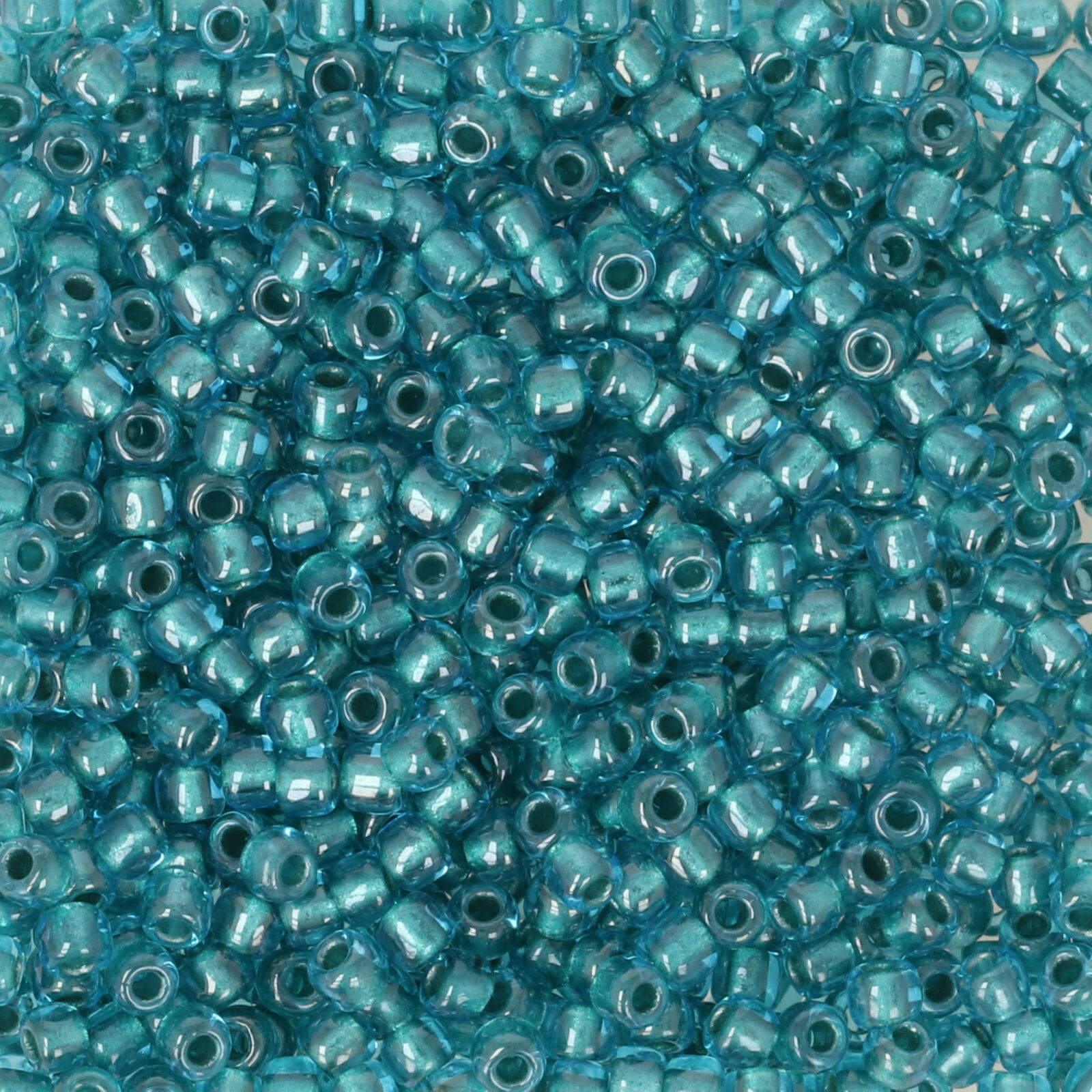 rocaille toho seed beads 11/0 inside color light sapphire/metallic teal lined (377) | 10gr