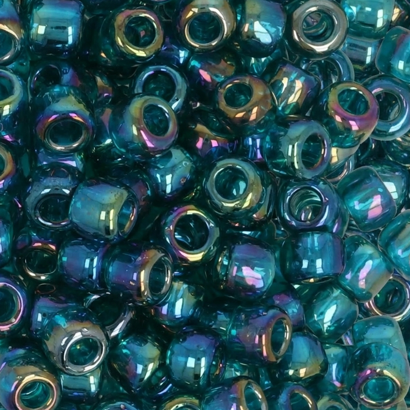 rocaille toho seed beads 6/0 - transparent rainbow teal (167bd) | 10gr