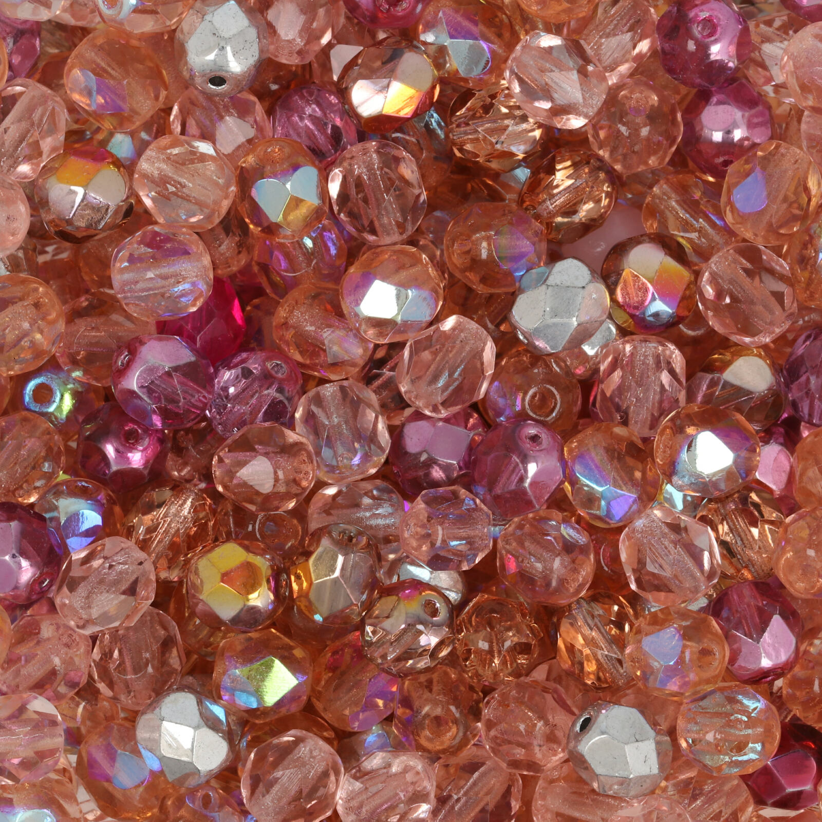 czech fire-polished round beads pink mix 6mm | 50pc
