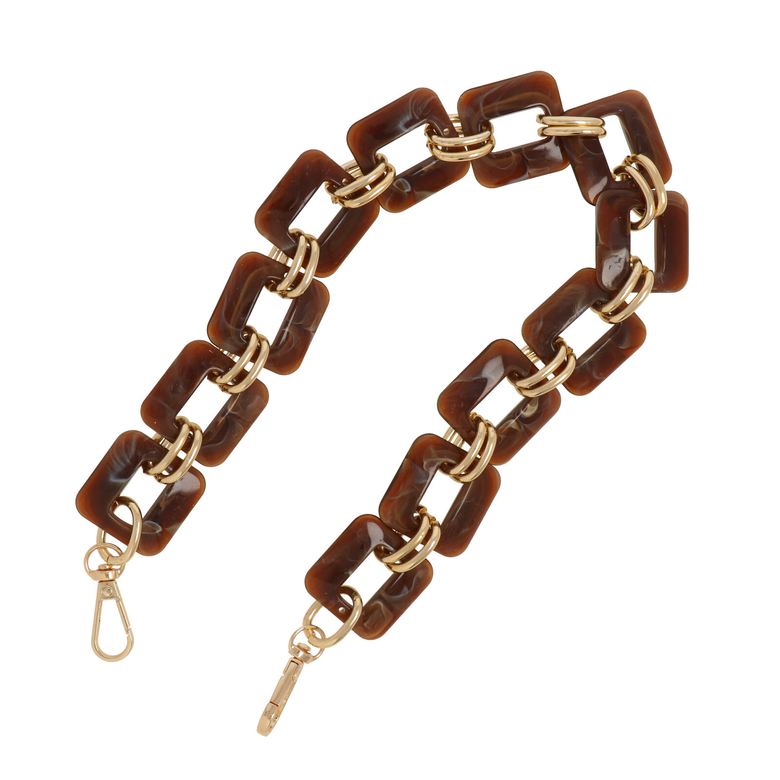 bag chain aluminium gold and brown acrylic square link 33mm - 50cm | 1pc